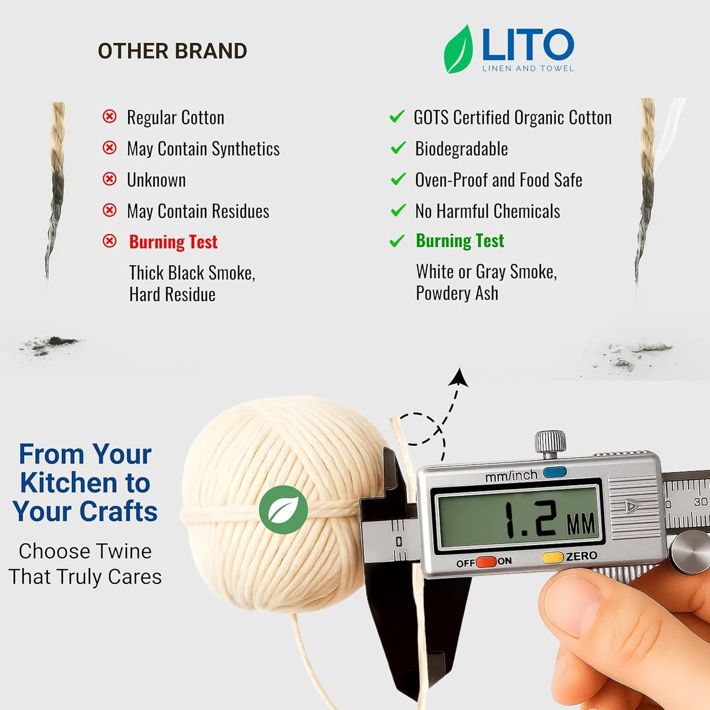 Organic Butcher’s Twine for Cooking & Trussing – 1.2mm Heavy-Duty Natural Cotton Kitchen Twine 400 Feet – Food-Safe, Oven-Safe String for Meat, Turkey, Baking, & Crafts