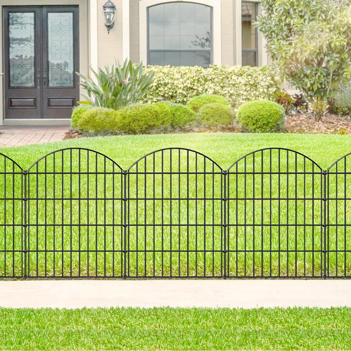 Metal Garden Fence 36in (H) x 11.7ft (L), 5 Panels +6 Stakes Dog Fence Border Fence Animal Barrier, No Dig Garden Fencing for Yard Flower Bed Lawn Patio Outdoor,CTW3605 Black