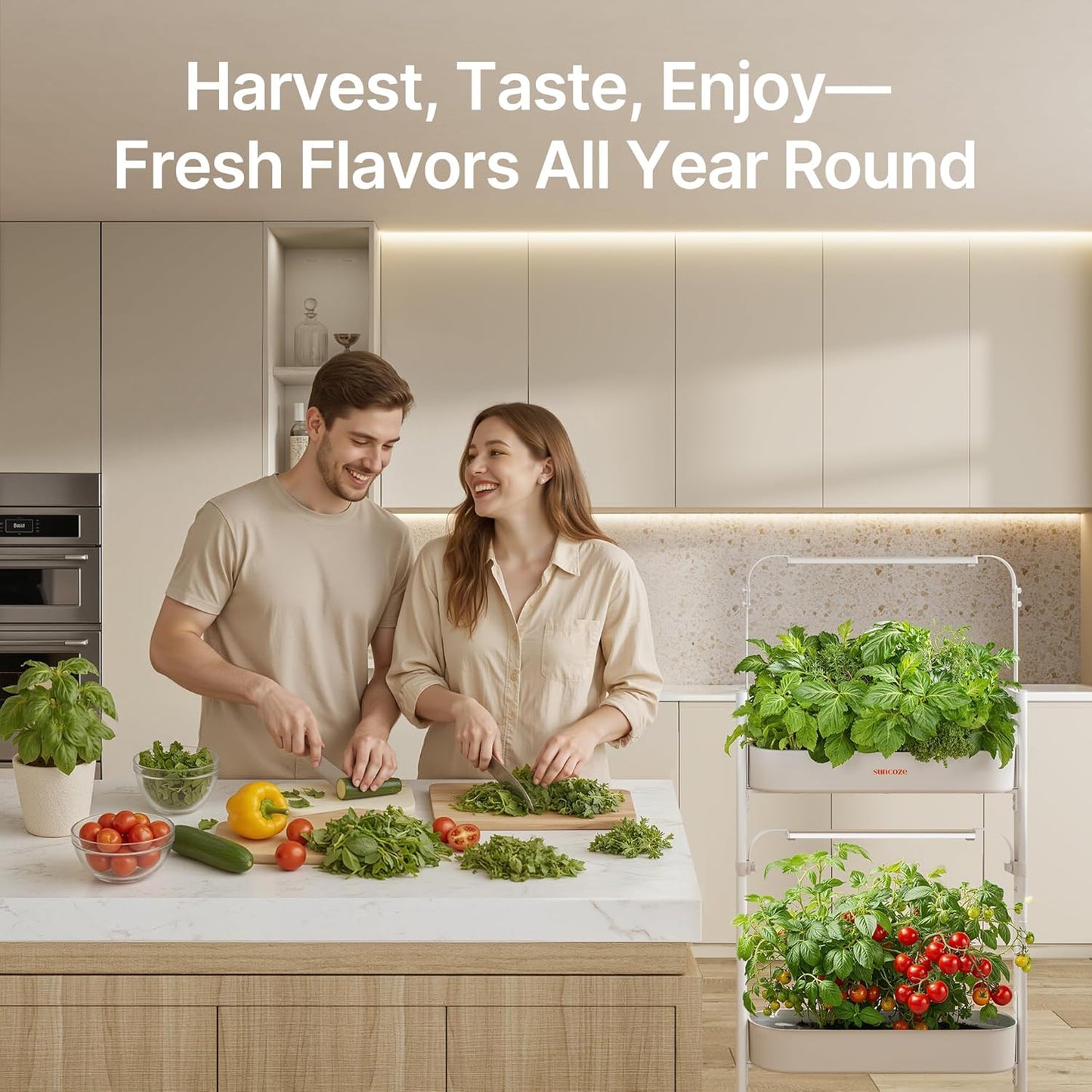 SUNCOZE 2-Tier Hydroponics Growing System Kit with 24 Pods – Full Spectrum Grow Lights, Hydroponic System equipped with smart controller, Indoor Herb Garden Kit for Vegetables, Herbs, Fruits & Flowers