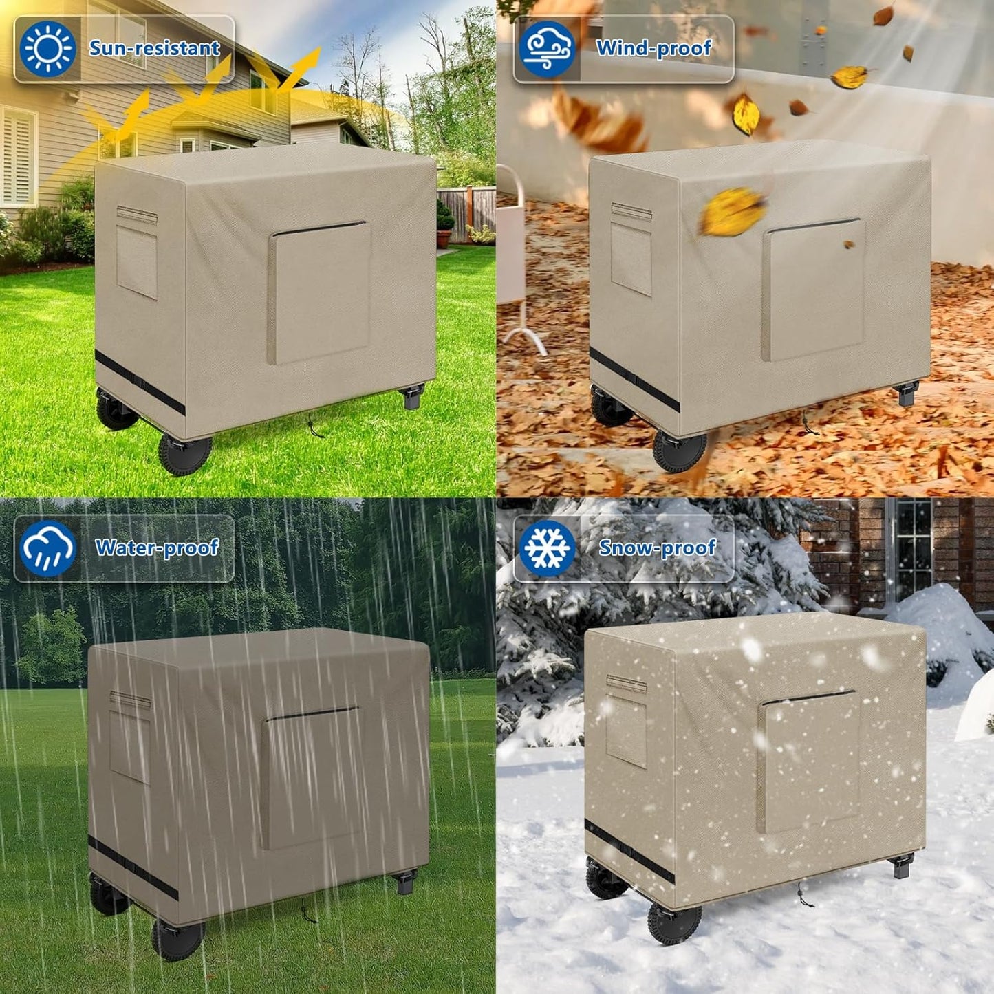 SIRUITON Outdoor Bar Cart Cover for 34 Inch Portable Outdoor Table, Heavy Duty 600D Oxford Fabric Outdoor Waterproof BBQ/Worktable Metal Movable Table Cover