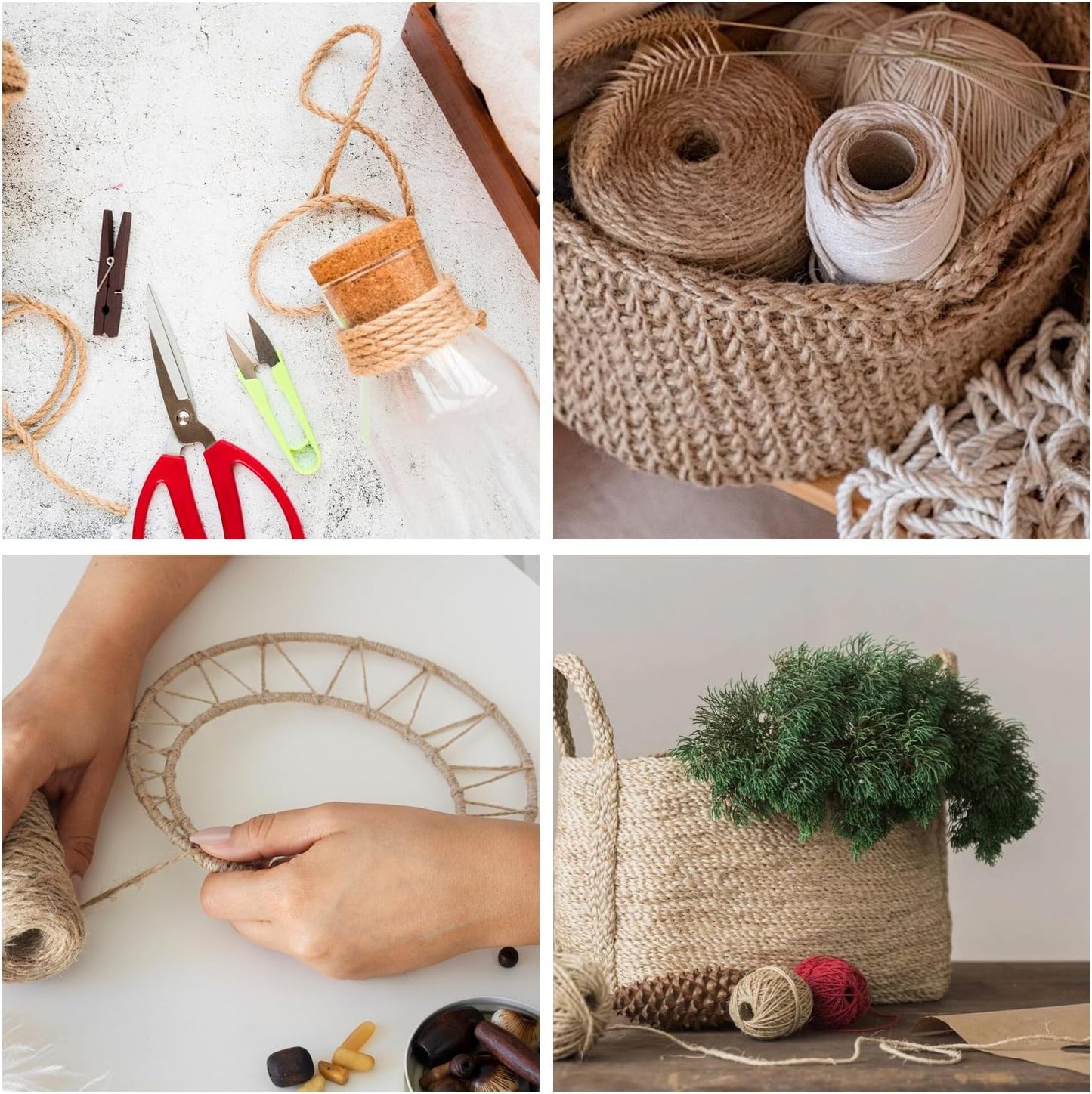 Natural Jute Twine 328ft 3mm,3Ply Twisted Thick Twine Rope Strong Jute String Roll for Crafts Gift Wrapping Gardening Home Decor Bundling Cat Scratching Post