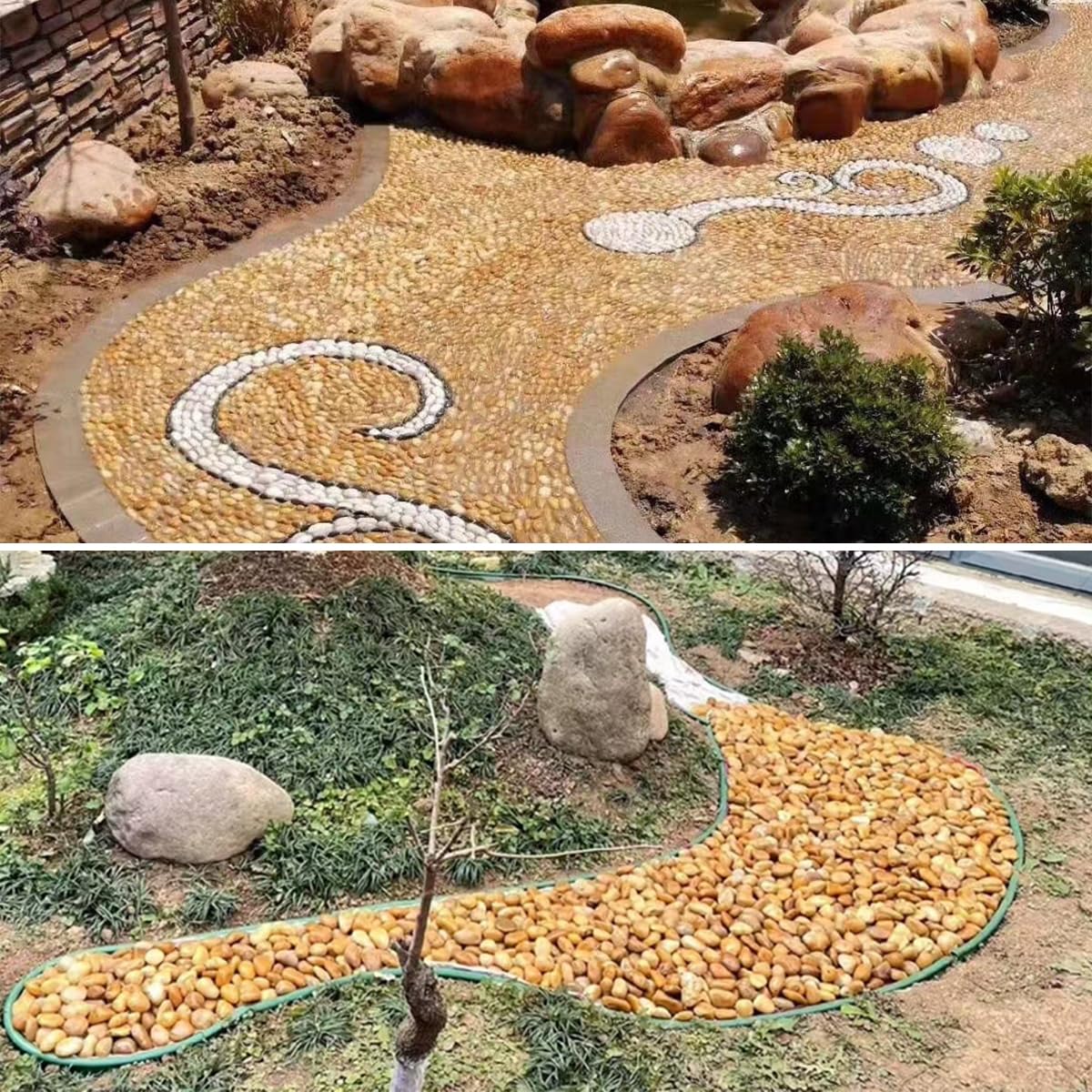 20lbs Yellow River Rocks for Landscaping, 2-3 Inch Natural Pebbles for Indoor Plants, High Polished Decorative Stones Vase Filler Fish Tank Aquariums Garden