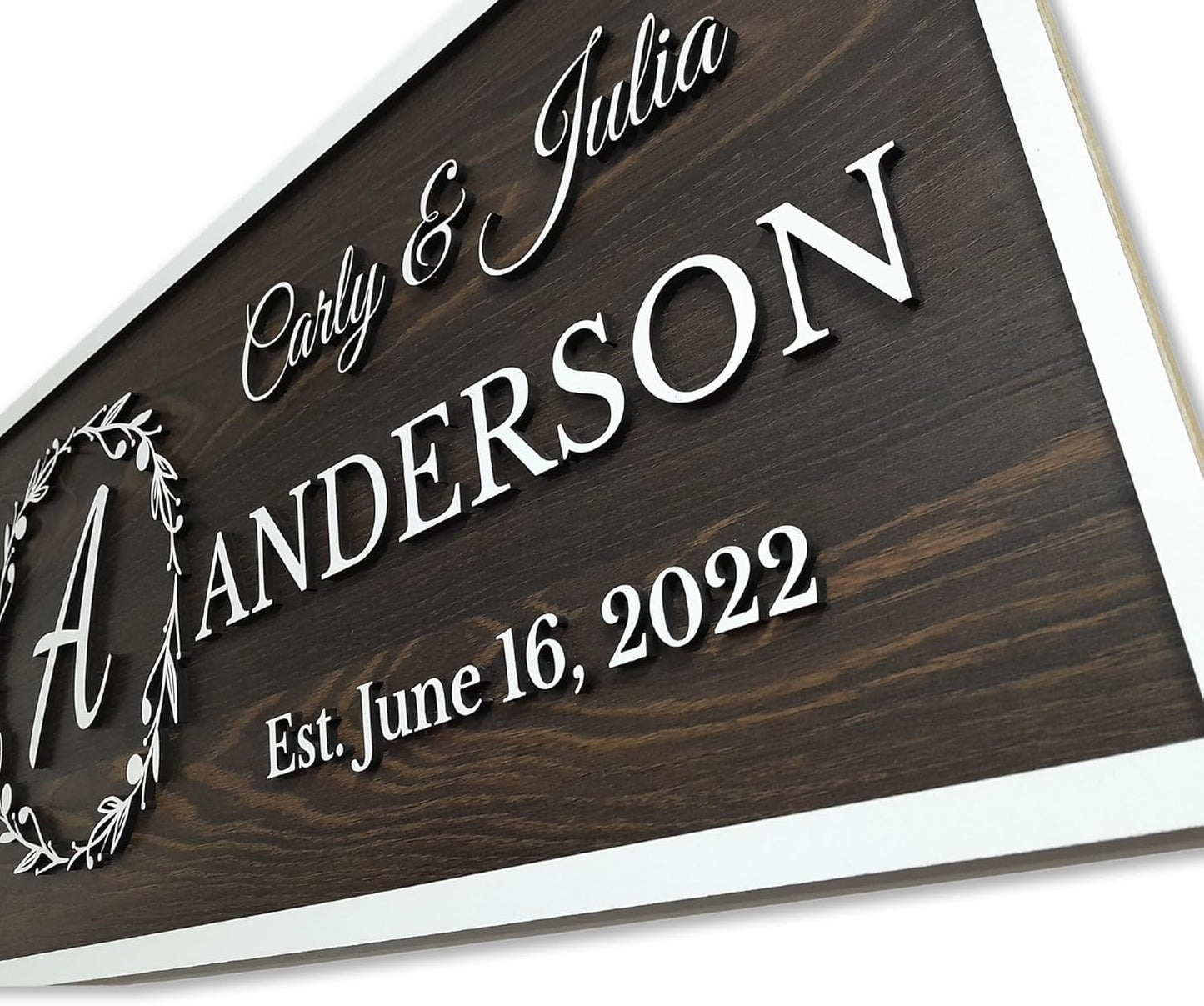 Personalized Wooden Monogram Family Name Sign with Couples Name, Custom Gift For Wife, Last Name Plaque with Initial & Established Date, Unique Wedding Gift