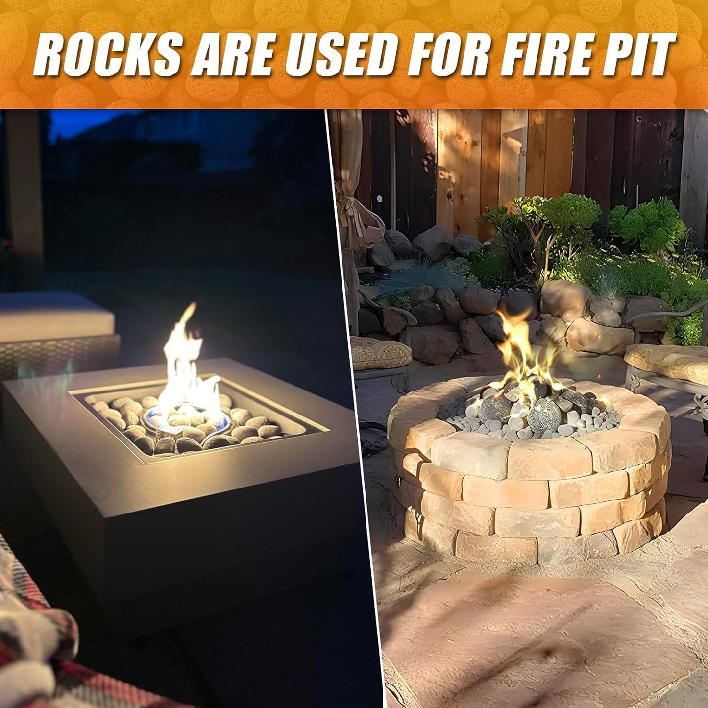 CJGQ 45 Lb Lava Rocks for Fire Pit,1"-2" Natural Pebbles Tumbled Lava Rock,Round Fire Pit Rocks for Portable Fireplaces Propane Gas Fish Tank Landscaping Garden Decoration