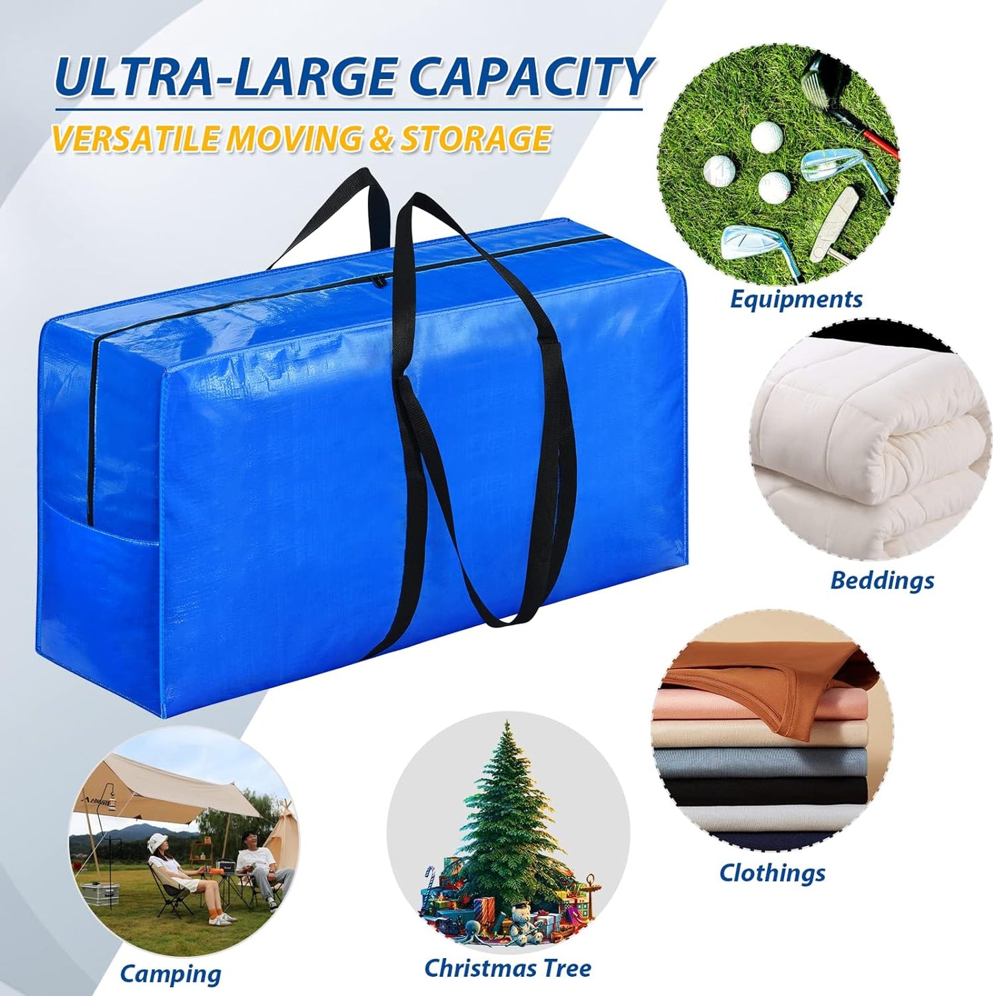 168 Gallon Extra Large Storage Bags, Zippered Outdoor Cushion Furniture Storage Bag with Handles,Jumbo Large Moving Bags Heavy Duty, Christmas Tree Bag, 65x30x20 inch - 1PACK