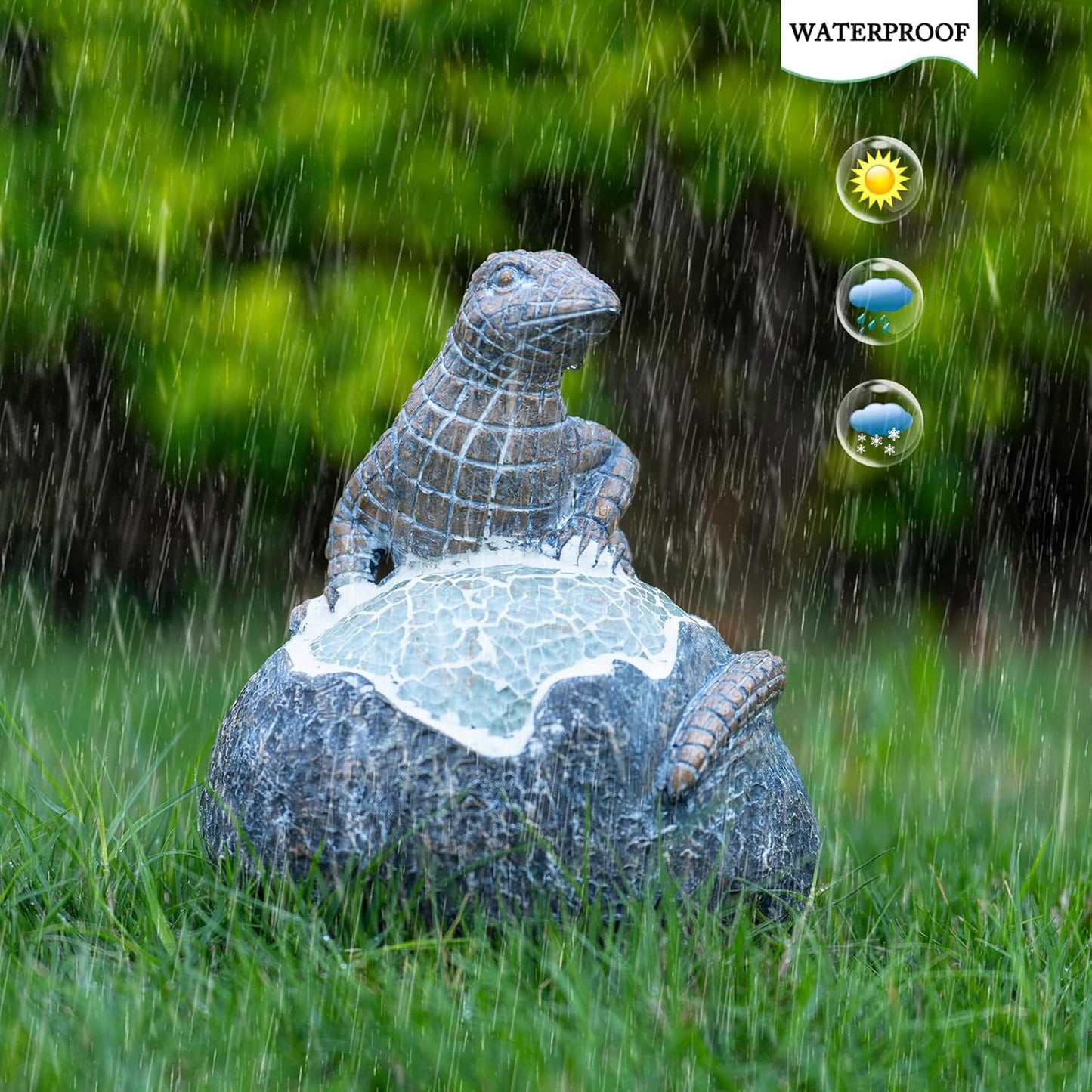 Solar Garden Outdoor Statues Lizard with LED Lights - Lawn Decor Lizard Statue for Patio, Balcony, Yard Ornament - Unique Housewarming Gifts