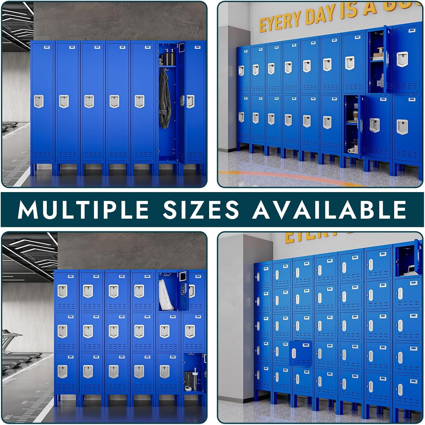 Metal Lockers - 66" Height Steel Lockers for Employees with 5 Door Storage Locker with Card Slot for Employees Gym School Home Office Garage - Assembly Required