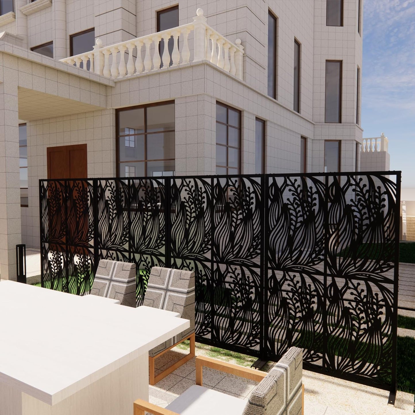 2 Pack Metal Privacy Screens 72" H Outdoor Privacy Screens Panels Outdoor and Indoor Leaf Pattern Divider for Balcony Patio Garden Room Divider(Black,2 Pack