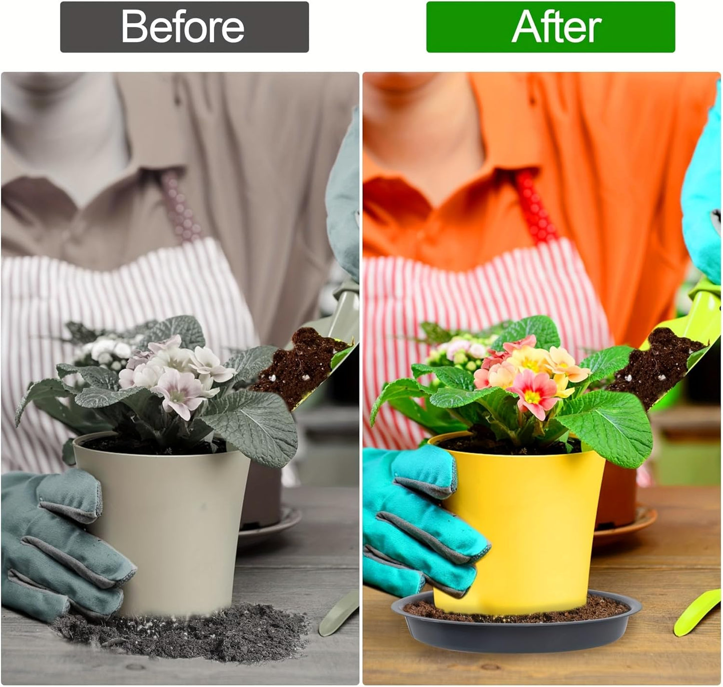 12 Pack Plant Saucer 8 10 12 Inch Plastic Plant Tray, Sturdy and Durable Flower Pot Container Accessories Plant Pot Saucers for Indoor and Outdoor (8 10 12 Inch, Black)