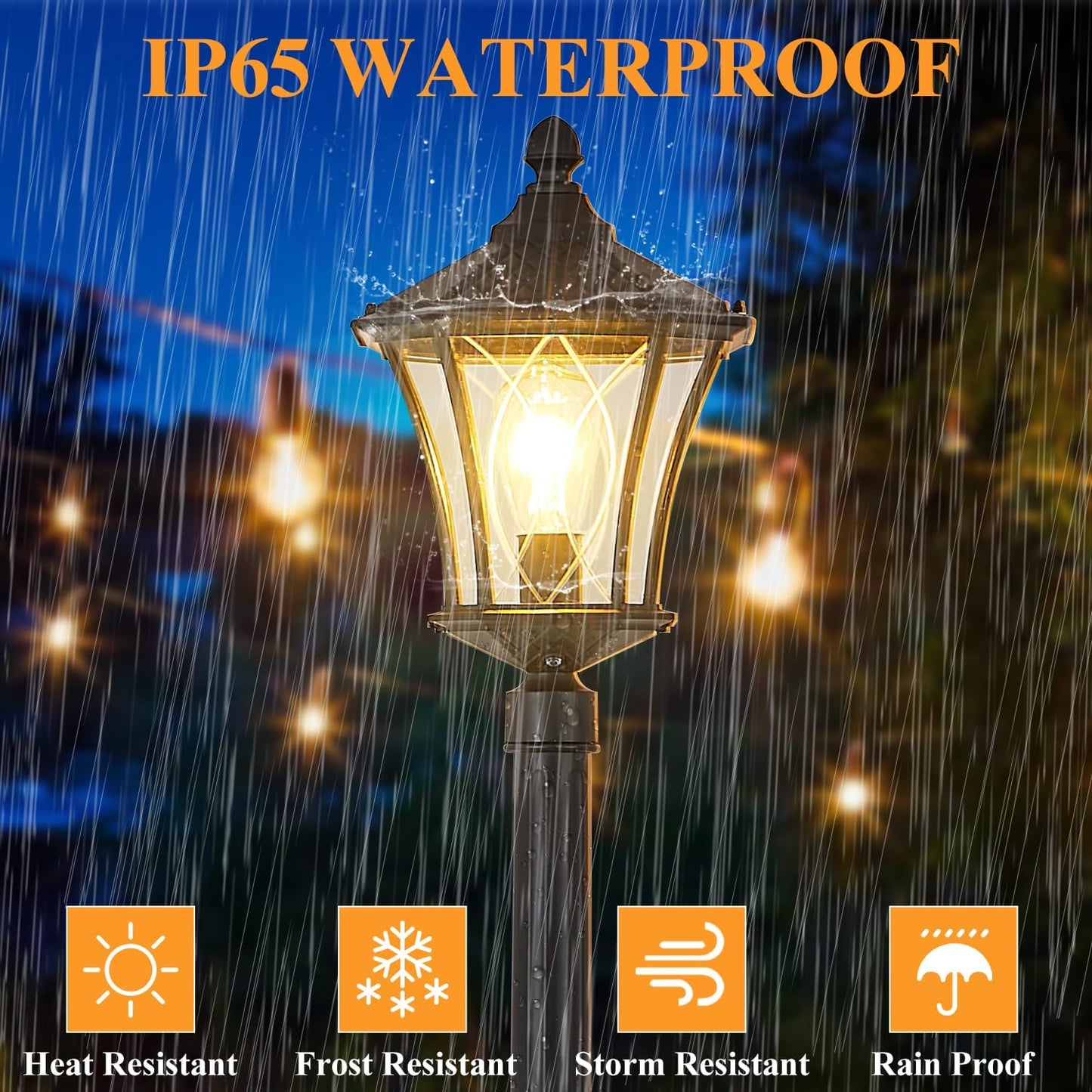 Outdoor Lamp Post Lights with Outlet, Dusk to Dawn Pole Lamp with Patterned Glass, Aluminum Waterproof Outside Street Lights, Hardwired Black Light Pole for Backyard, Garden, Driveway