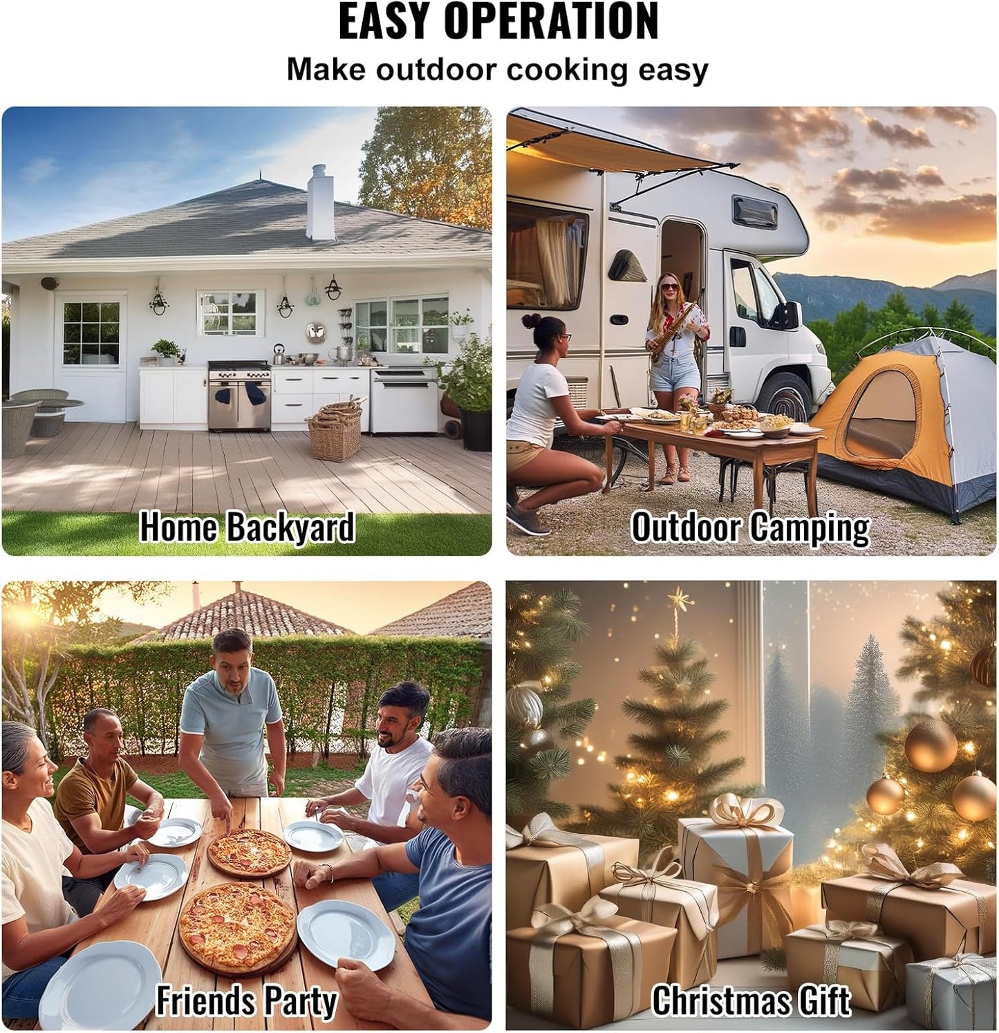 VEVOR Pizza Oven Outdoor, 12" Pellet Pizza Oven, Portable Pizza Stove with Built-in Thermometer, Wood Fired Stainless Steel Pizza Maker, for Backyard, Camping, Pizza Stone, Shovel, Carry Bag, Silver