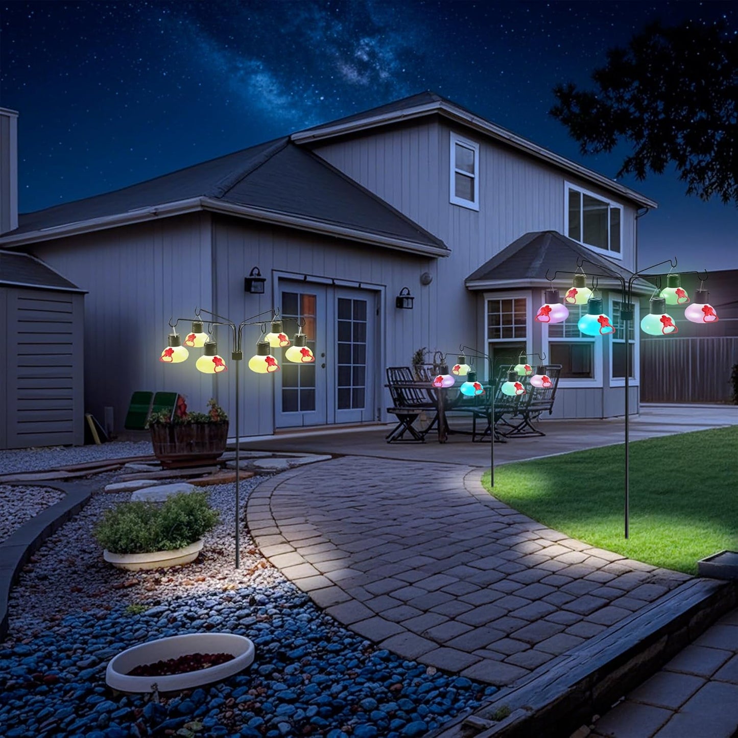 Solar Hummingbird Feeders for Outdoors Decorative Hummingbird Feeders Stand 6 Feeding Stations Never Leak Garden Decor Backyard,Gifts for Women Mom