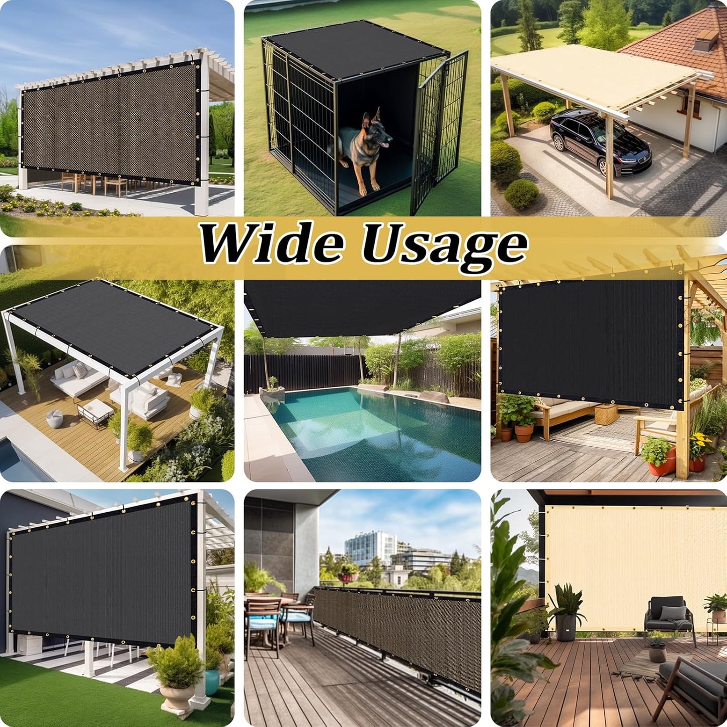 Shade&Beyond Customized Size 17' X 21' Shade Cloth with Grommets, 90% UV Protection UV Protection Mesh Tarp Sun Screens for Patio GN01, Dark Gray