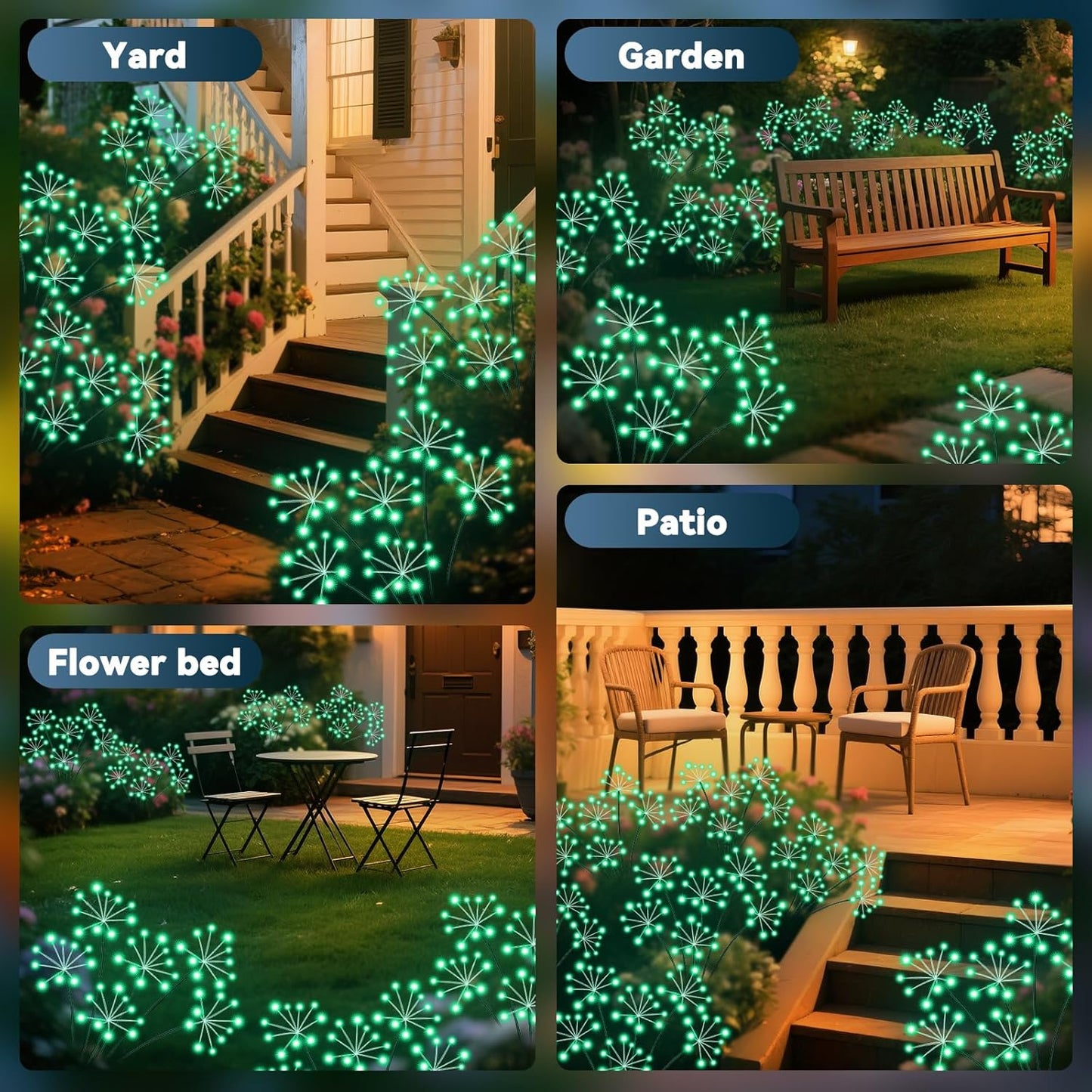 Solar Garden Lights 2 Pack Waterproof Swaying Starburst Light Solar Outdoor Lights for Yard Patio Walkway Pathway Party Wedding Decoration, Unique Gifts for Women, Green