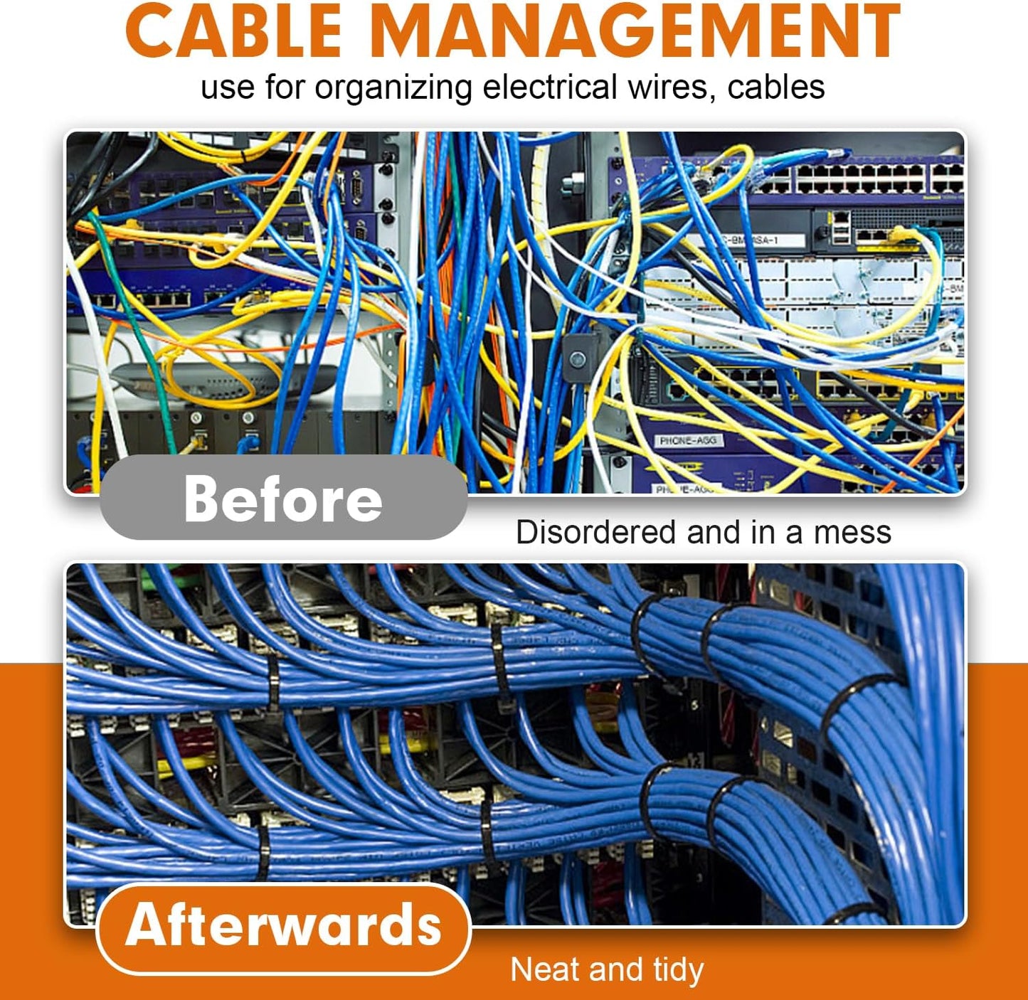 Zip Ties, RAZCC 1200pcs Black Cable Zip Ties 8 Inch, Heavy Duty Plastic Wire Ties with 70lb Tensile Strength, Self-Locking Black Nylon Tie Wraps for Indoor and Outdoor