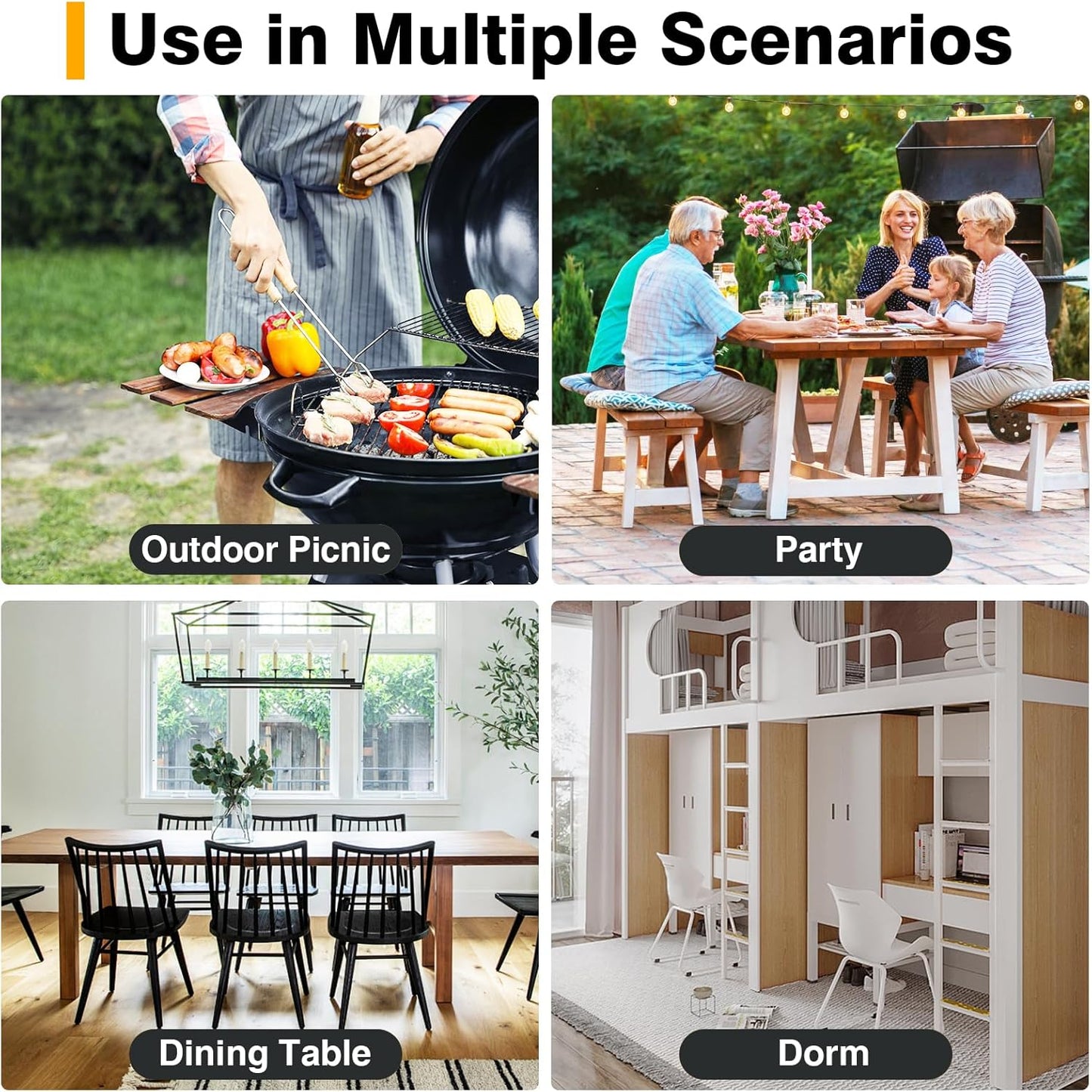 TAVR Furniture Portable Folding Chair with Handle, Heavy Duty Round Fold Stool Chair with 550lbs Capacity for Adults, 24 Inch Foldable Stool for Dorm, Kitchen, Vanity, Church and Outdoor use