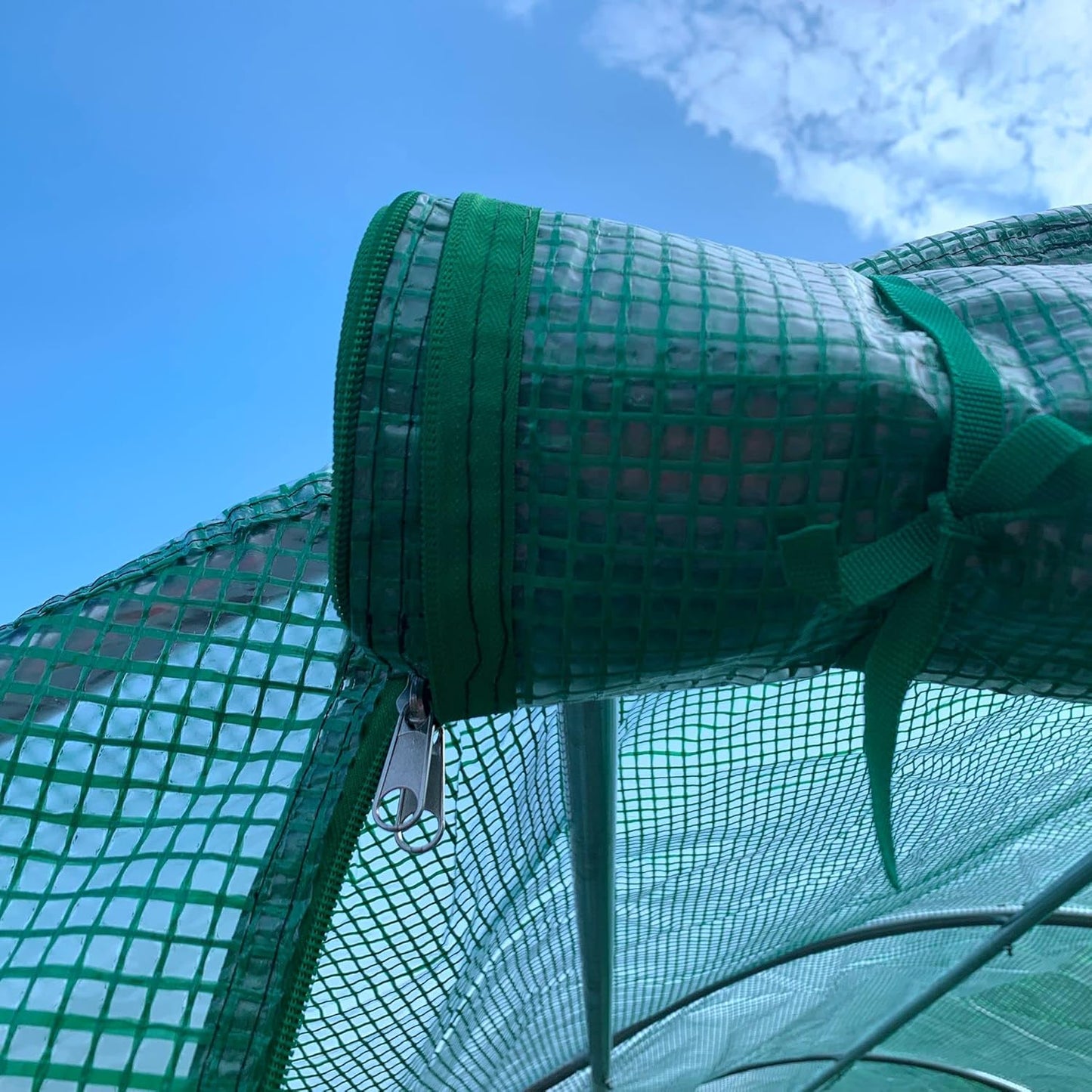 Outsunny 15' x 7' x 6.5' Walk-in Tunnel Hoop Greenhouse, Green House for Outside with PE Cover, Steel Frame, Roll-Up Zipper Door & Windows for Flowers, Vegetables, Tropical Plants, Green