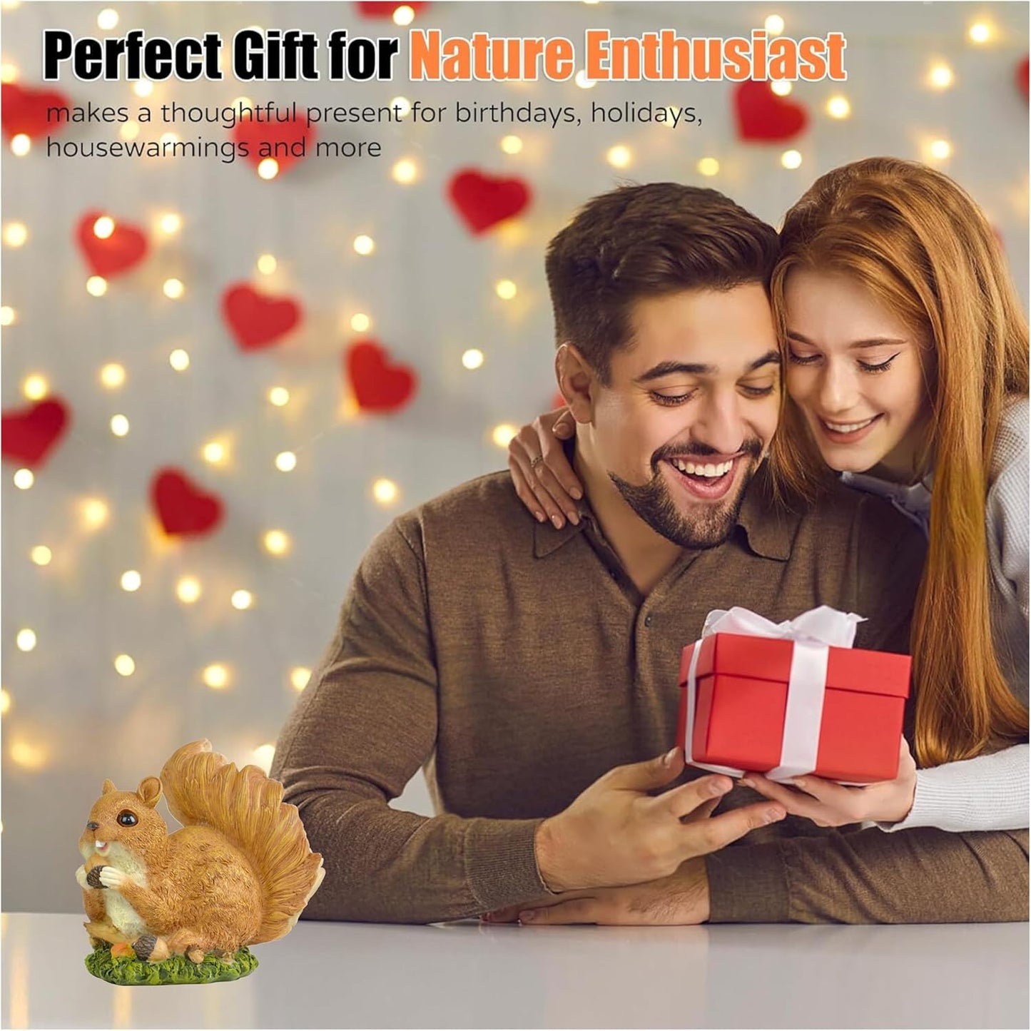 5" Squirrel with Pinecone Statue – Polyresin Figurine for Home & Garden – Whimsical Indoor/Outdoor Decoration on Grass Base