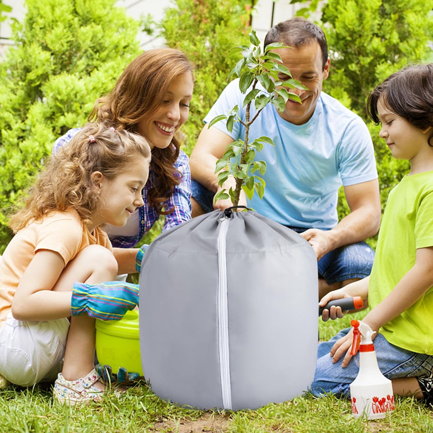 Tlswshsy 2PCS Plant Winter Protection Pot - 27.6" x 25.6" Flower Pot Protection Bag - Anti-Frost Winter Pot Plant Cover with Drawstring and Zipper for Winter Outdoor Fruit Trees Potted Plants Shrub