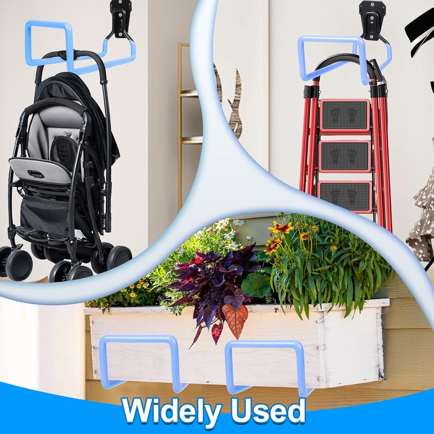 Hose Holder Wall Mount - Metal Hose Hook Garden Hose Rack Heavy Duty Water Hose Reels for Outside Water Hose, Extension Cords