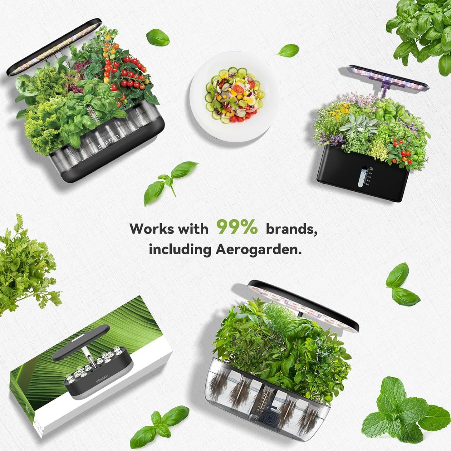 12-Pod Gourmet Herb Basil Seed Pod Kit for AeroGarden, Ahopegarden Hydroponic Garden, Basil, Mint, Cilantro, Parsley, Shiso, Chicory, Liquorice, 400+ Seeds