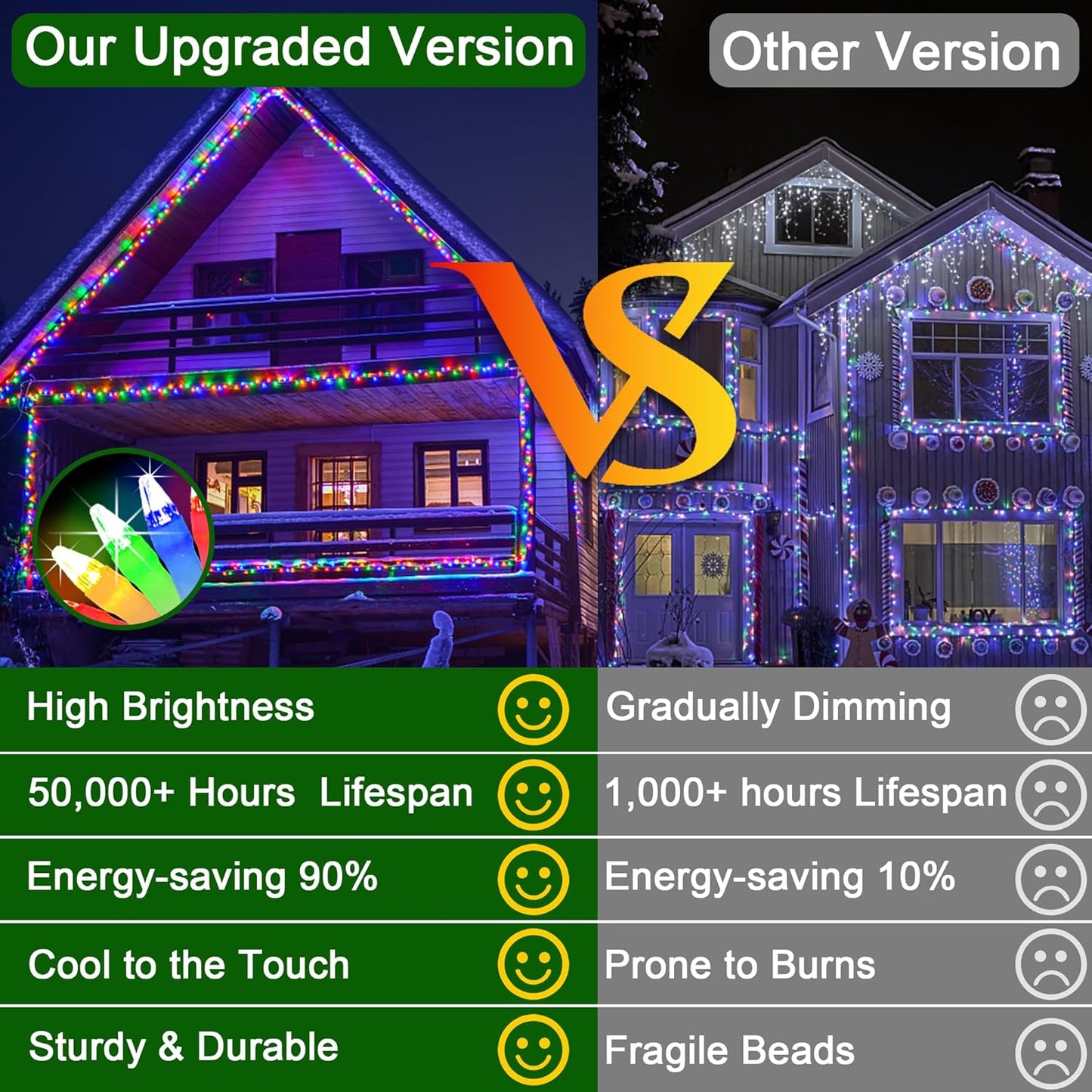 180 LED 59ft Christmas String Lights Indoor Outdoor, 8 Modes Christmas Fairy Lights with Timer & Momory, IP44 Waterproof Christmas Tree Lights for Xmas Patio Yard Fence Balcony Garden (Multicolor)