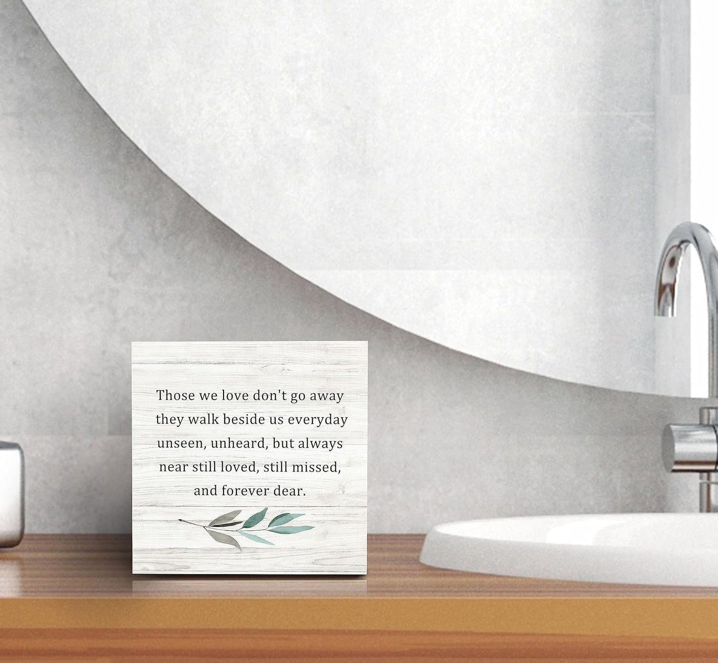 SRADMO Those We Love Don't Go Away Wood Box Sign Desk Decor, Rustic Bereavement Memorial Wooden Block Box Sign Decoration For Home Living Room Shelf Table Decor, Bereavement Memorial Decoration