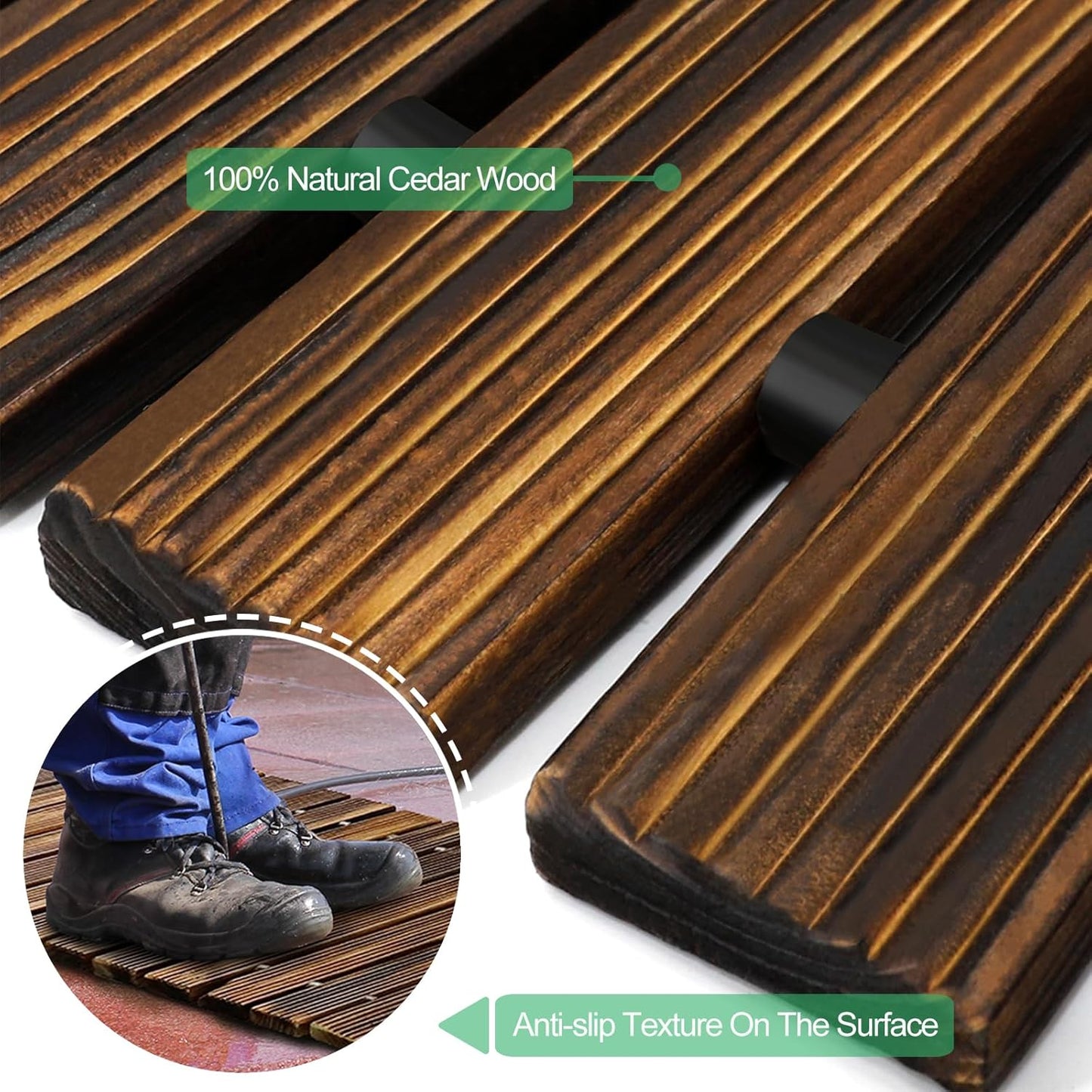 RELIANCER 8' Wooden Garden Pathway,Outdoor Roll Out Cedar Straight Walkway,Patio Path Decorative Garden Boardwalk Walkways,Weather-Resistant Roll Up Beach Wood Road Floor,Wedding Party Pathways