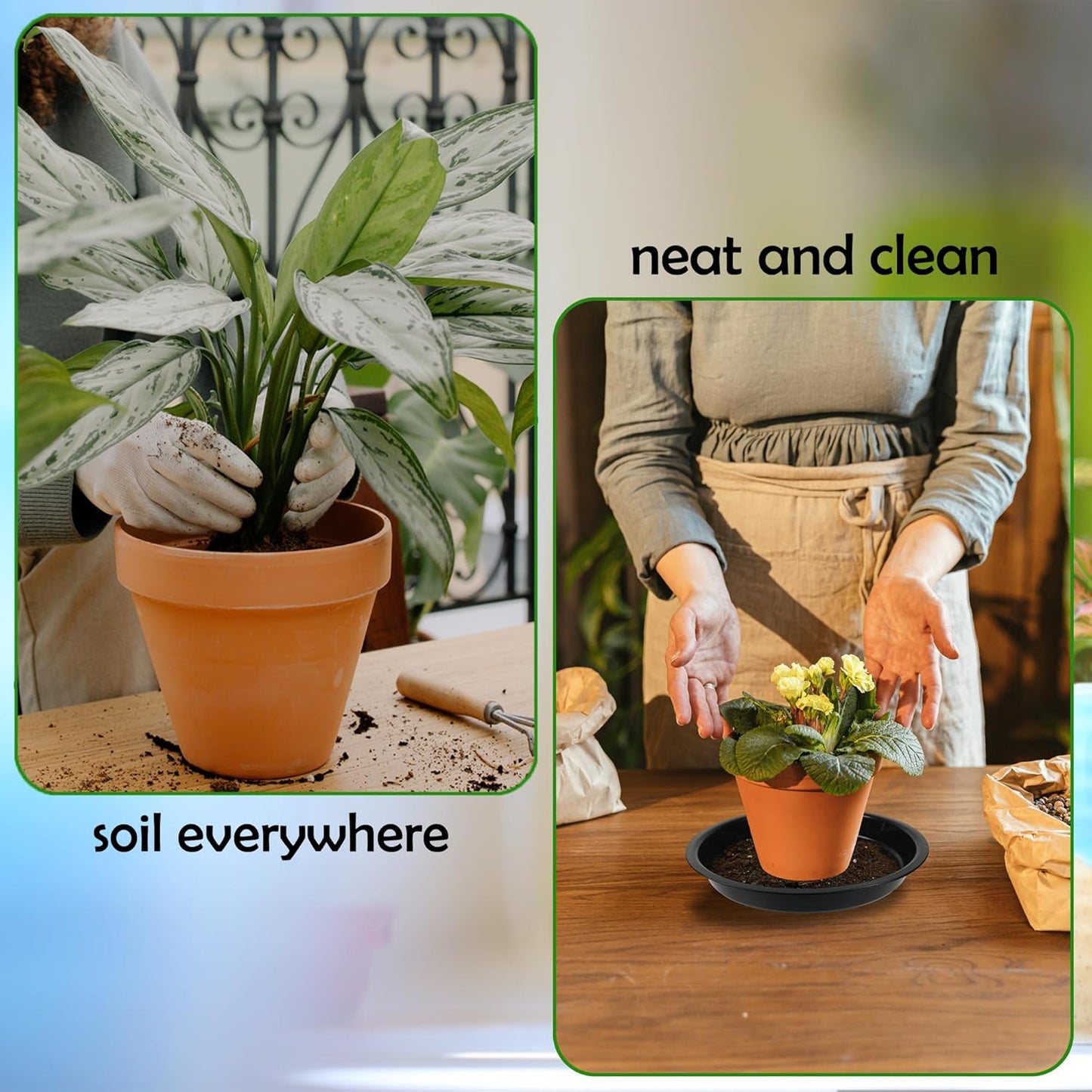 12 Pack 10 Inch Round Plant Saucers for Less 8.4 Inch Pot Indoors Outdoors Plant Trays for Pots Planter Saucer Plastic Plant Drip Tray Planter Water Tray for Potted Plants(Black, 10"(12pcs))