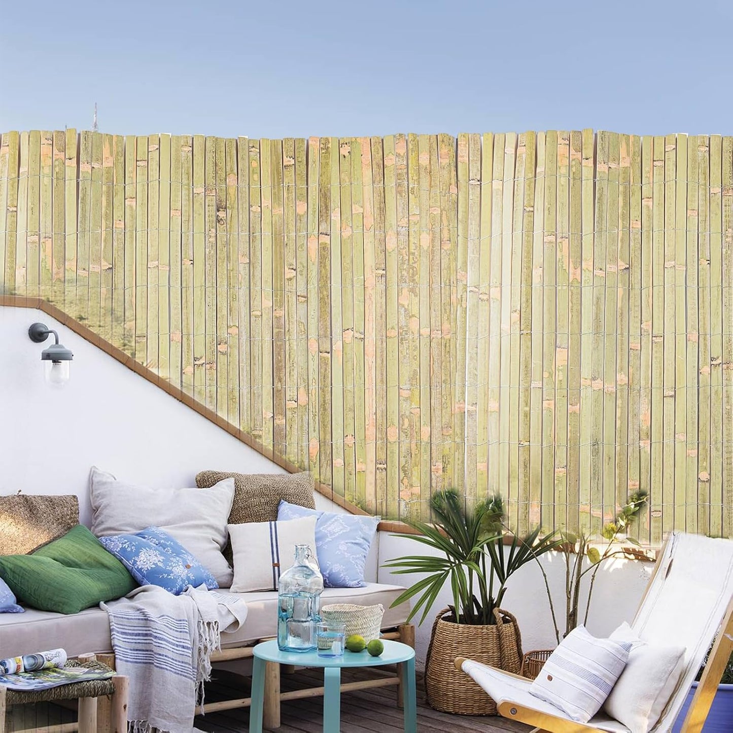 Bamboo Slat Fence 6ft x 13ft, Natural Split Bamboo Fencing, Privacy Screen 6 Feet High Outdoor, Privacy Fence for Garden, Divider, Balcony, Pool