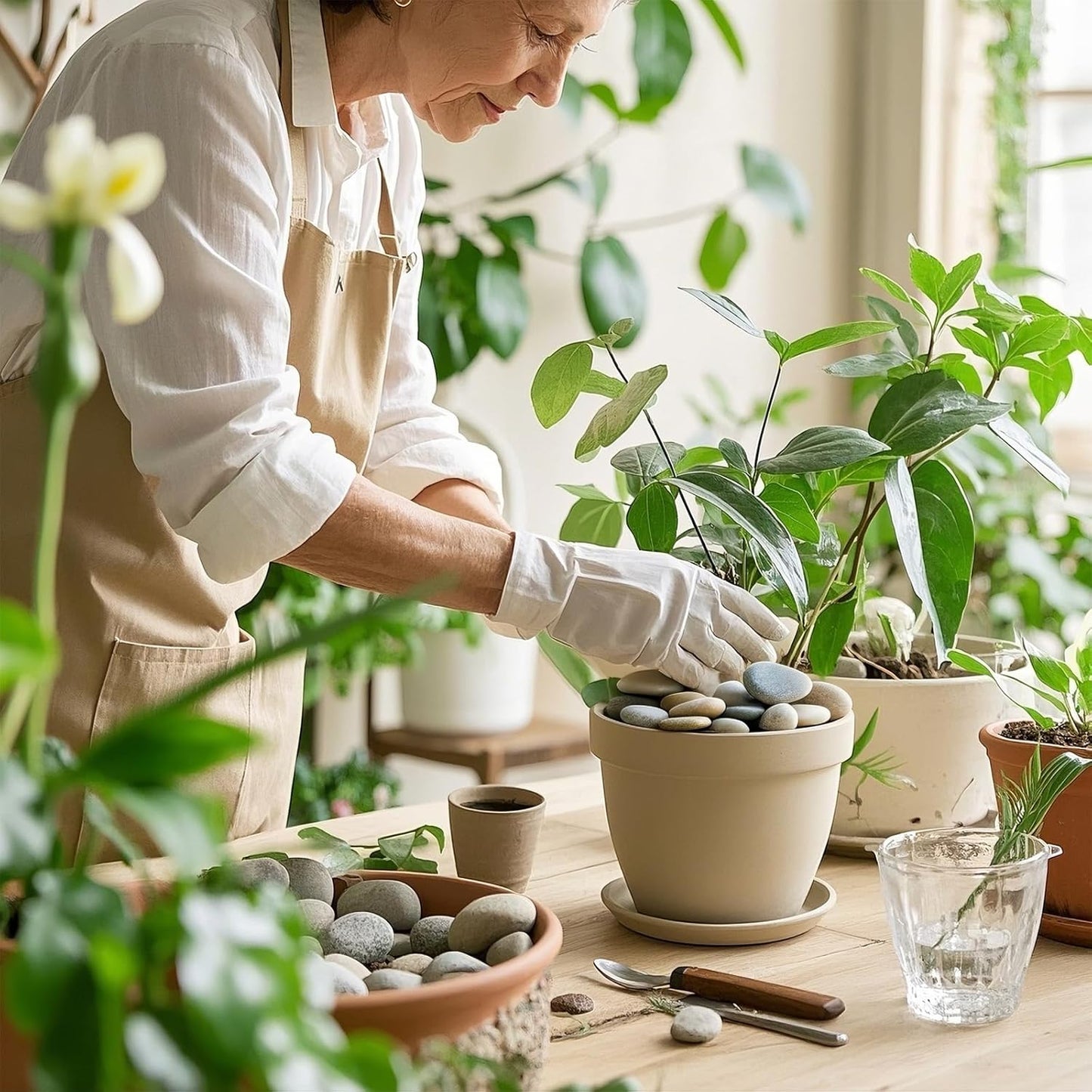 River Rocks, 5lbs Colorful Pebbles for Indoor Plants, 1-2 Inch Aquarium Rocks, Natural Stones for Landscaping Garden Paving Plant Rocks Crafting Walkways
