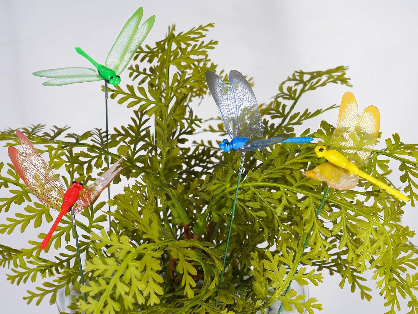 NiHome 15PCS Decorative Dragonflies with 10 Clips Decor for Garden, 9.8" Long Multicolor Waterproof Outdoor & Indoor Use, Versatile Clip-On Plant Decoration, Includes Pliers for Easy Attachment