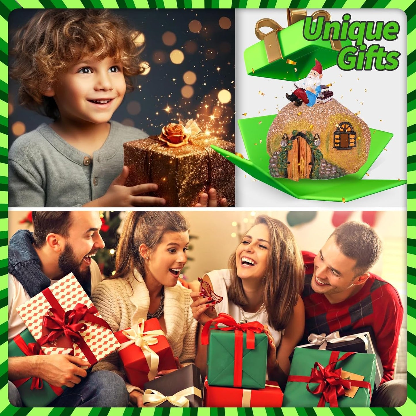 mopha Garden House Statues, Funny Gnome Fairy Garden Lights Figurine,Resin Solar Powered Outdoor Decor Patio Yard Lawn Ornament Decoration