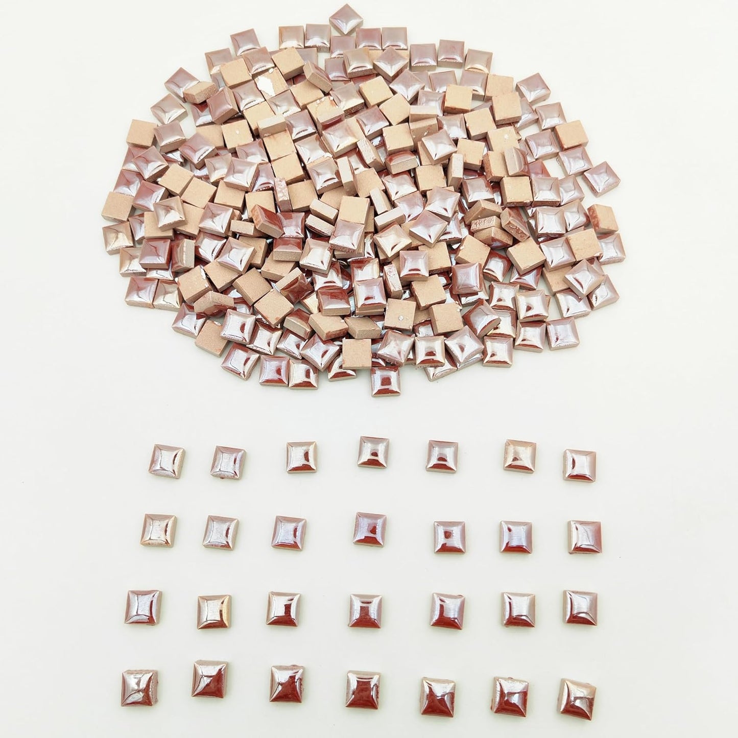 500g/1.1lb Random Color Irregular Ceramics Mosaic Tiles,DIY Making Creative Ceramic Mosaic Tiles for DIY Craft Plates Flowerpots Vases Cups Mosaic Making Supplies (0.47“ Square Pearl Brown)