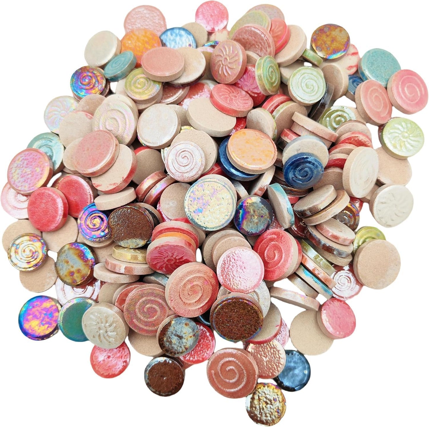 500g/1.1lb Random Color Irregular Ceramics Mosaic Tiles,DIY Making Creative Ceramic Mosaic Tiles for DIY Craft Plates Flowerpots Vases Cups Mosaic Making Supplies (Mix Round)