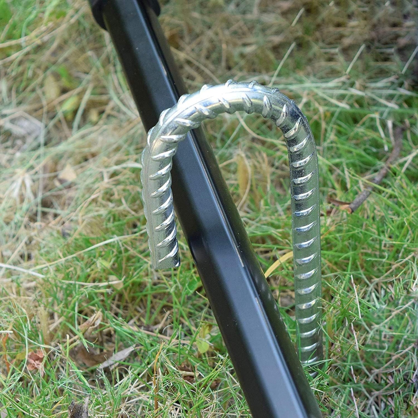 Rebar Stakes 12 Inch, 55 Pack Galvanized Metal Tent Stakes Heavy Duty Ground Stakes, J Hook Steel Fence Stakes for Ground, Outdoor Decoration, Wire Fencing, Gardening