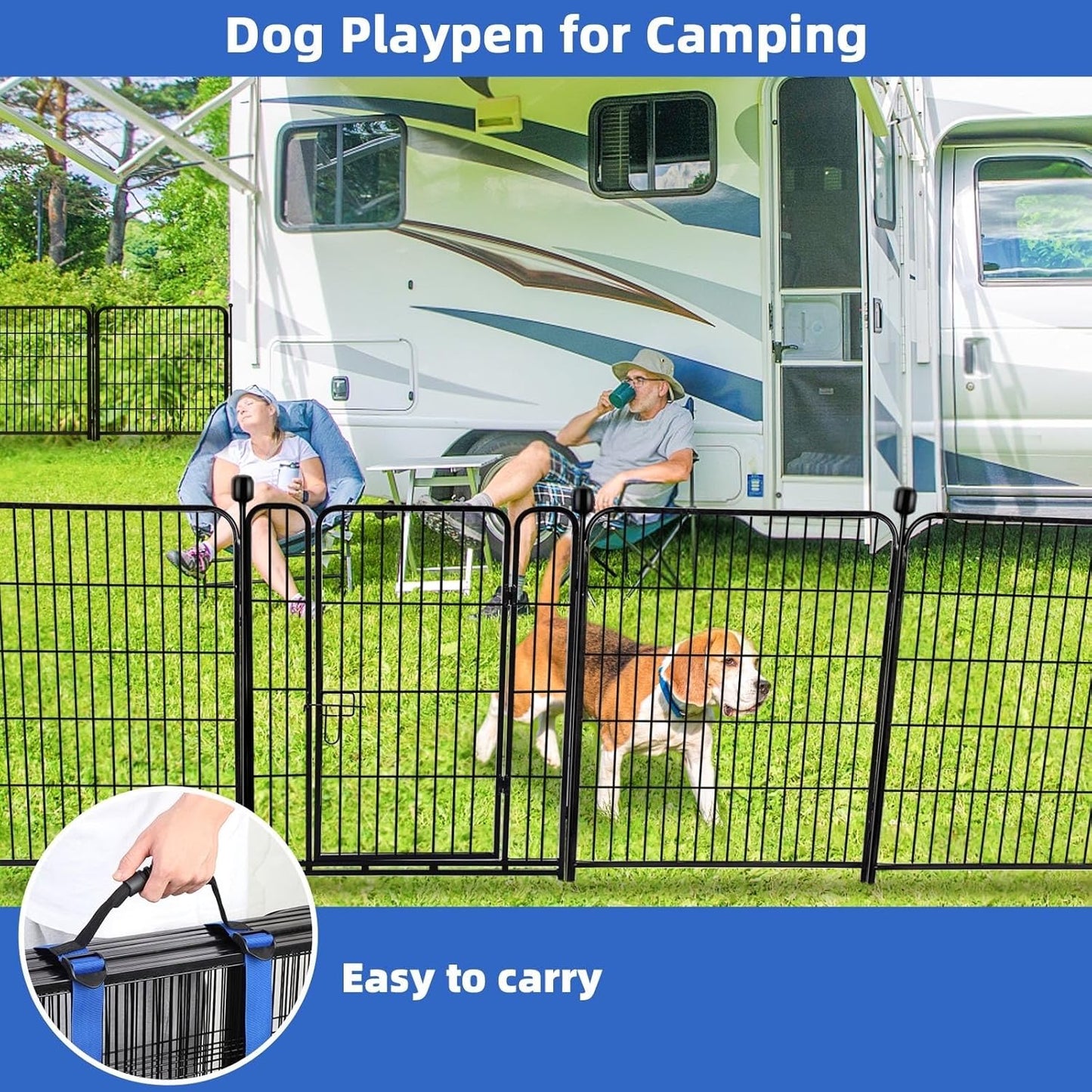 ADAVIN Tall Garden Fence 48 in(H) 12 Panels Total 26.6 FT(L), Heavy Duty Iron Metal Fence and Border, Flower Bed Fencing, outdoor Animal Barrier Fences, Dog Fences with gate for the Yard Camping,Black