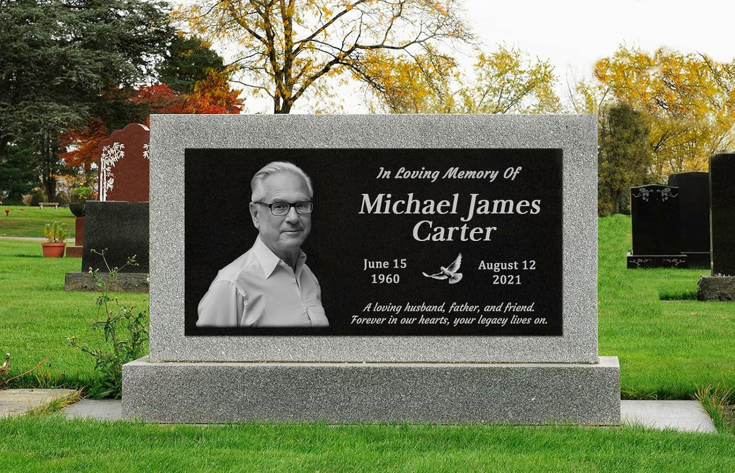 24x12 Personalized Granite Grave Stone – Custom Engraved Headstone for Cemetery, Memorial Plaque for Grave, Durable Tribute Marker for Loved Ones