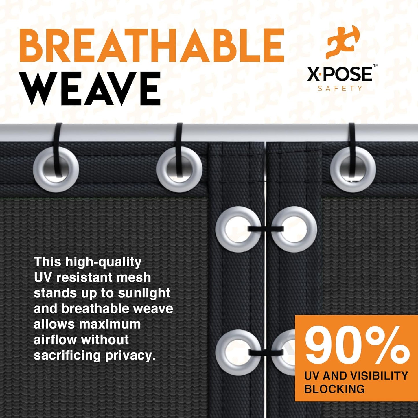 Xpose Safety Privacy Fence Screen 5’ x 50’ – Heavy Duty Black Mesh with 90% Visibility Block, UV Protection – Includes Cable Ties – for Garden, Yard, Nursery, Kennel, Dog Run, Greenhouse