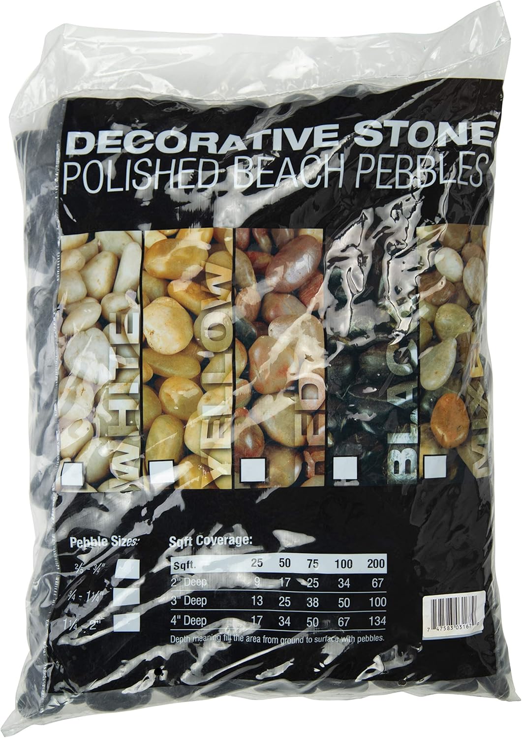 MSI Decorative Polished Black Pebbles, 0.2 inch - 0.5 inch, 40 lb. Bag