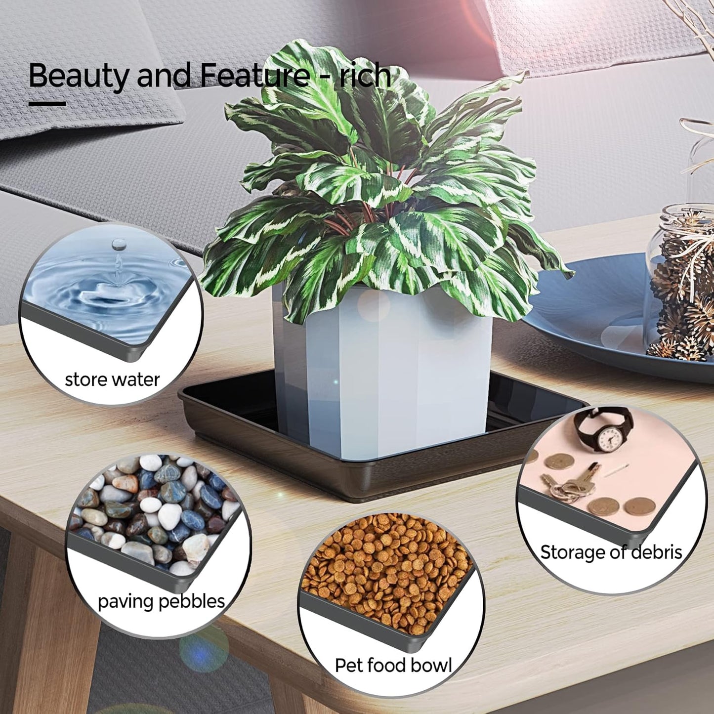 WAYNHUI Square Plant Saucer 6/8/10/12/14/16/18/20inches Square Plastic Basin Tray Large/Small Water Receiving Tray