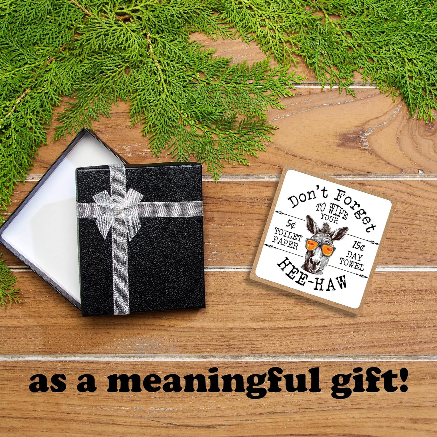 5" Wooden Plaque,Don't Forget To Wipe Your, Western Donkey Decor With 1 Metal Support, Bathroom Toilet Decor, Rustic Farmhouse Home Guest Room Bathroom Decorations And Accessories -B10