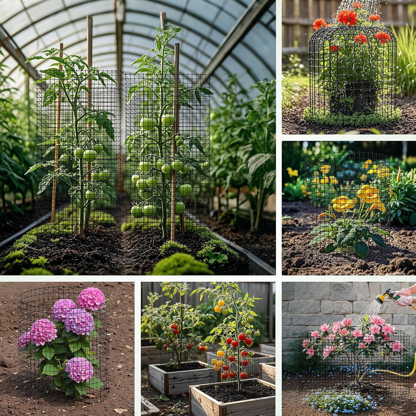 18 PCS Plant Protector from Animals, 6 Pack 12x12 Inch Metal Plant Cages with Ground Stakes and Nylon Tie, Garden Cage to Keep Animals Out, Garden Wire Mesh Protection from Rabbit Chicken