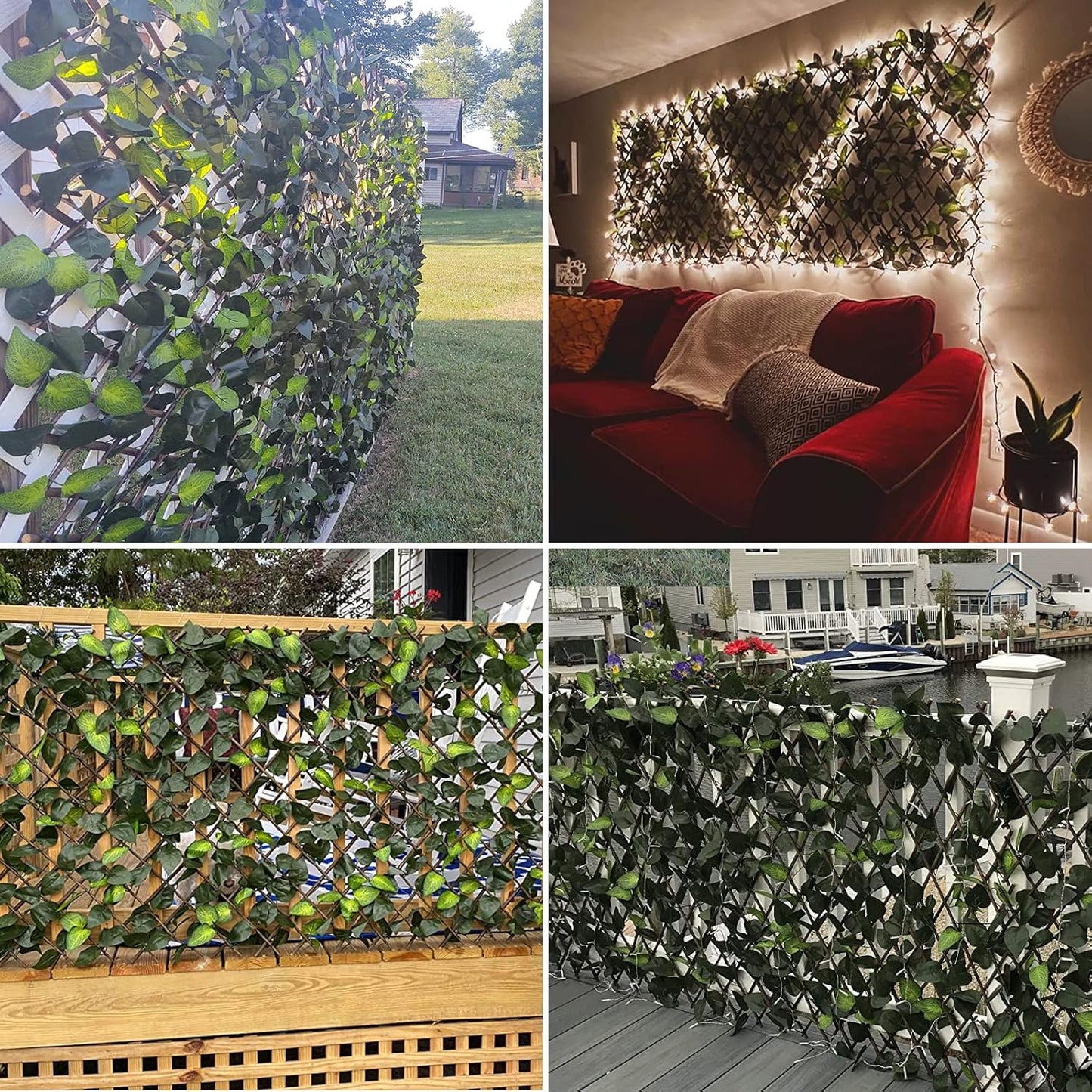 Expandable Faux Ivy Fence,Artificial Privacy Screen Decor for Outdoor Wall, Balcony and Patio, Single Sided Leaves (Green,1)
