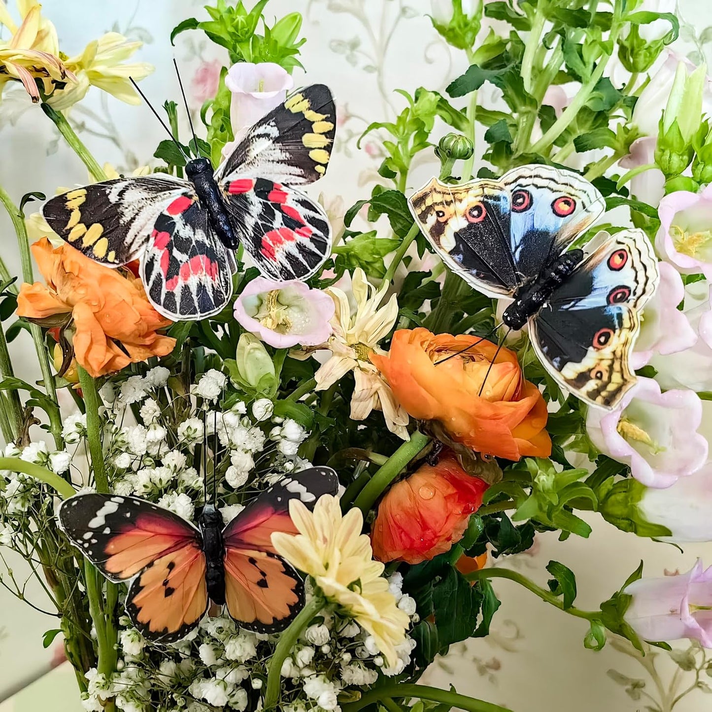 Cartanfill- Artificial Feather Simulation Butterfly Party Decoration Set, a Set of 12 Pieces with Clips, Used for Home Decoration in 12 Colors(A)