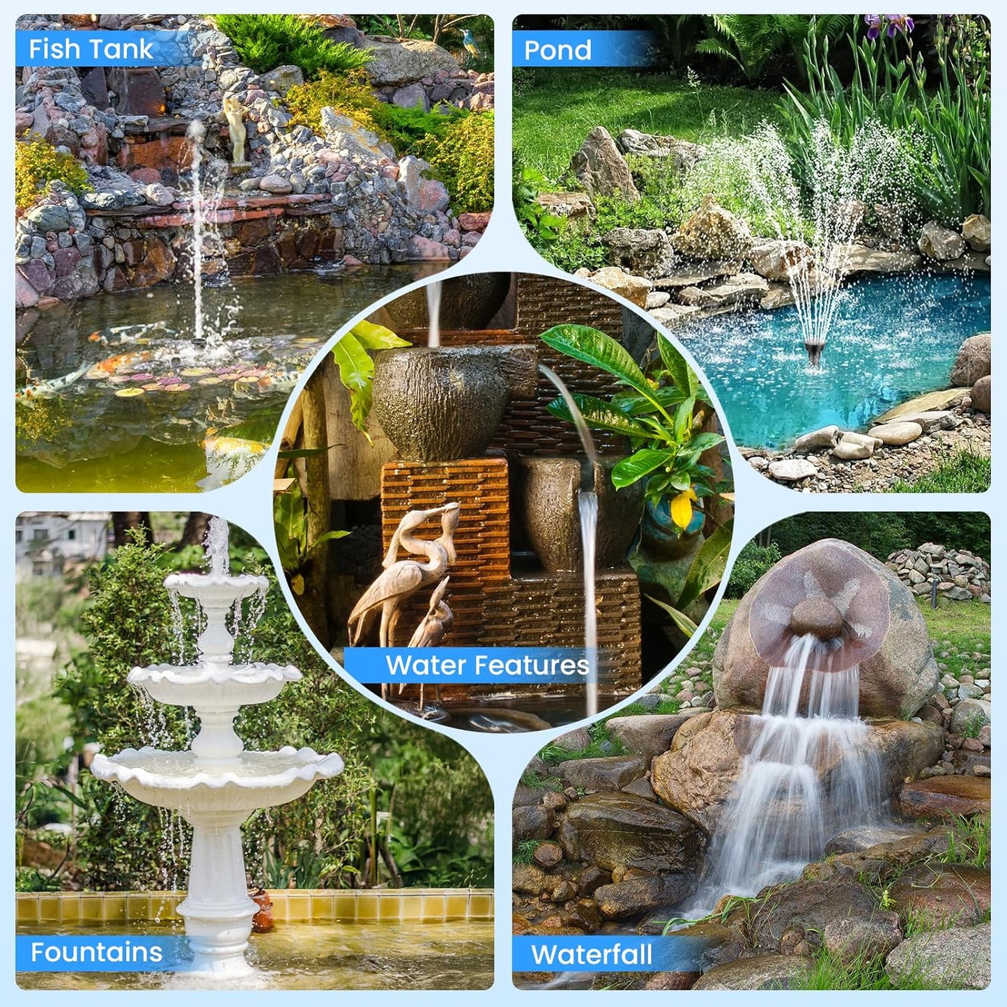 POPOSOAP Pond Filter with 12W Solar Fountain Pump, Solar Pond Filter with 160GPH Pump & Fountain Kit, Outdoor Filter Box with 6.6FT PVC Tubing, Perfect for Ponds Clean, Clear, and Add Water Features