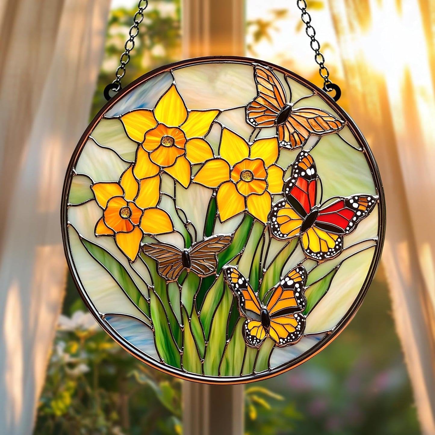 Daffodil Birth Flower Acrylic Suncatcher Floral Window Hanging Birthday Gift for Mom