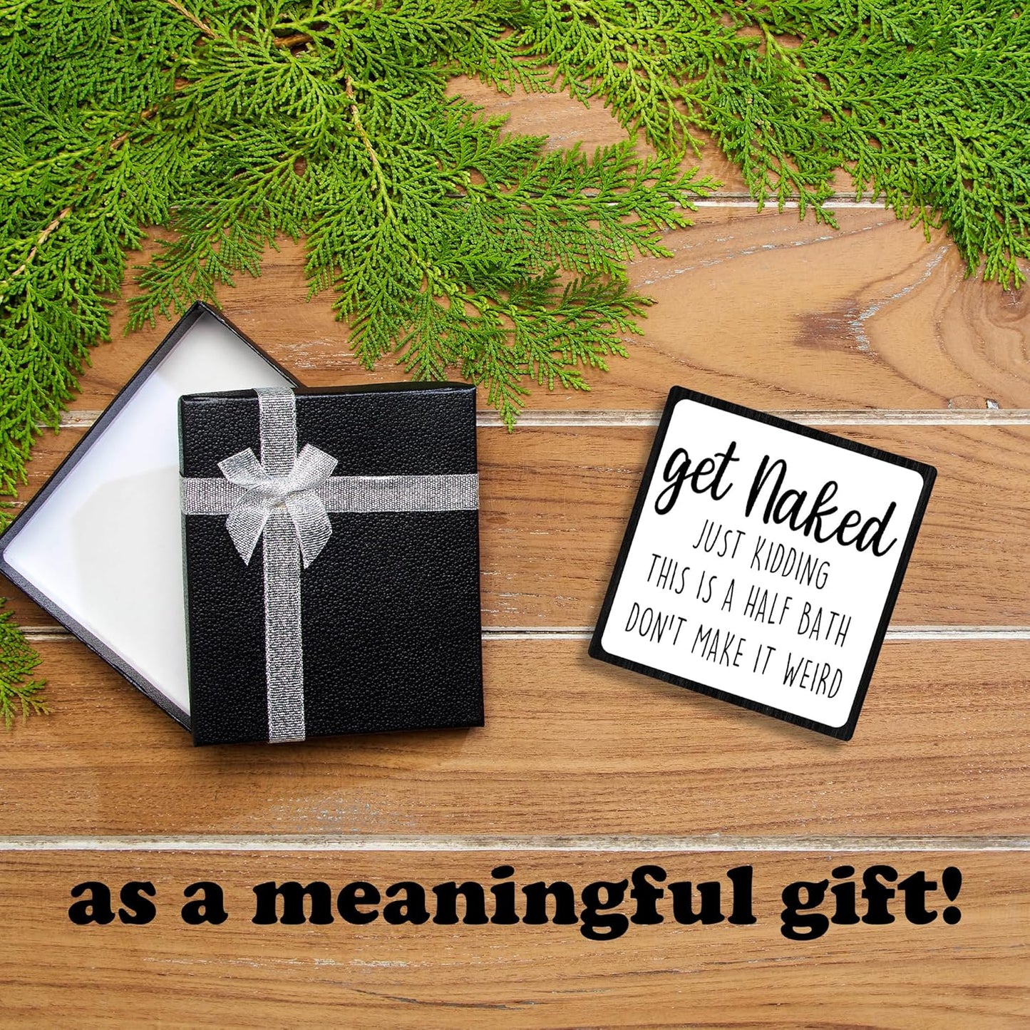 5" Wooden Plaque,Get Naked Just Kidding This Is A Half Bath,Bathroom Toilet Decor With 1 Metal Support, Bathroom Shelf Decoration, Rustic Farmhouse Home Guest Room Bathroom Accessories -B13