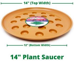 2 Pack of 14 inch Plastic Terracotta Colored Round Plant Saucer, Lighter Plastic Tray for Indoors and Outdoors, Durable Flower Pot Planter Saucers (2 Pack - 14")