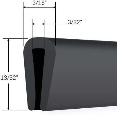 Rubber Edge Trim, 3/32" U Channel Edge Trim, Fit for 1/16" to 1/8", Edge Protector for Sheet Metal, Length 20Ft, Black Color